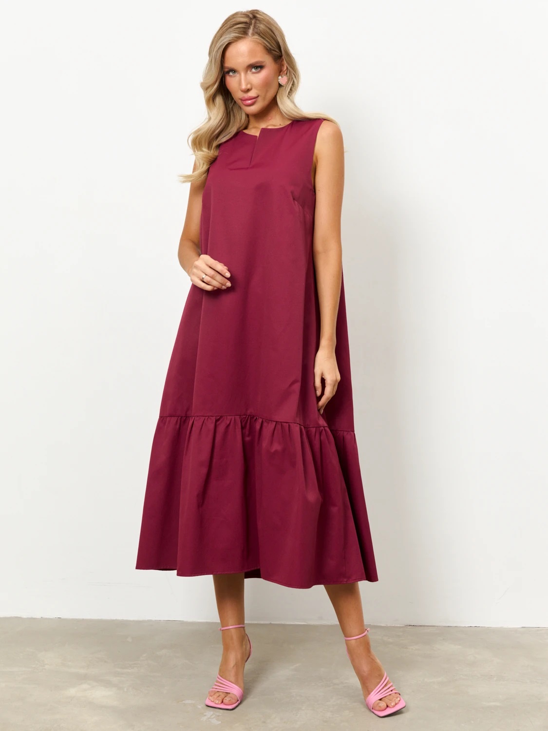 Платье без рукавов винного цвета Jetty(фото2)