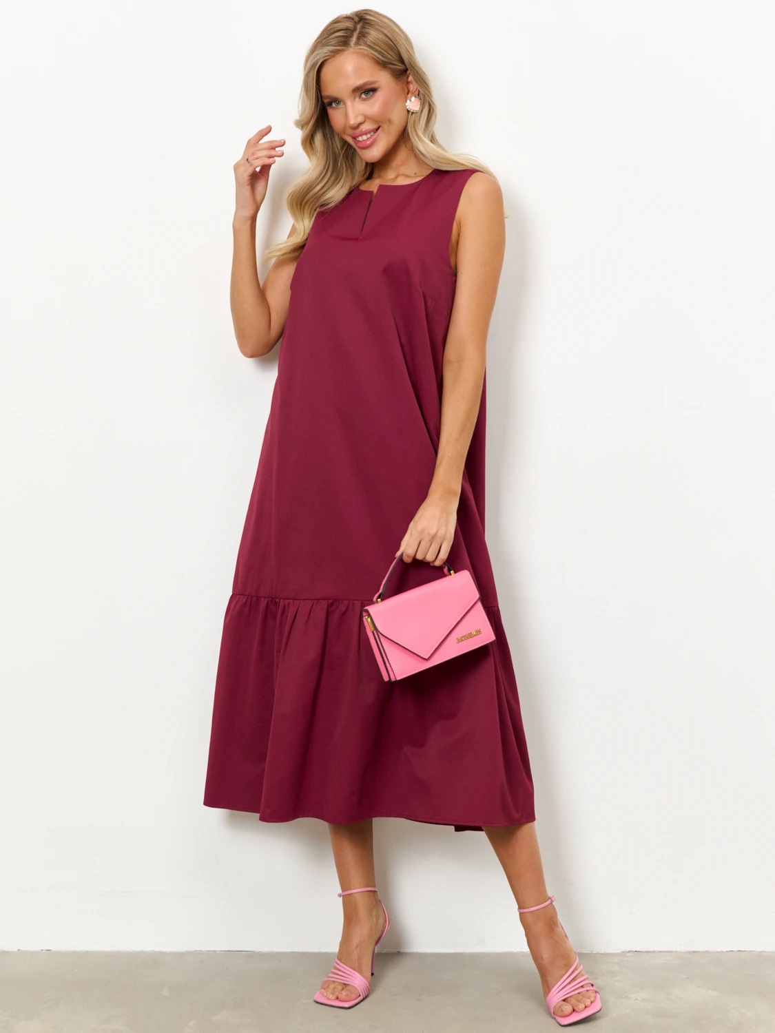 Платье без рукавов винного цвета Jetty(фото4)