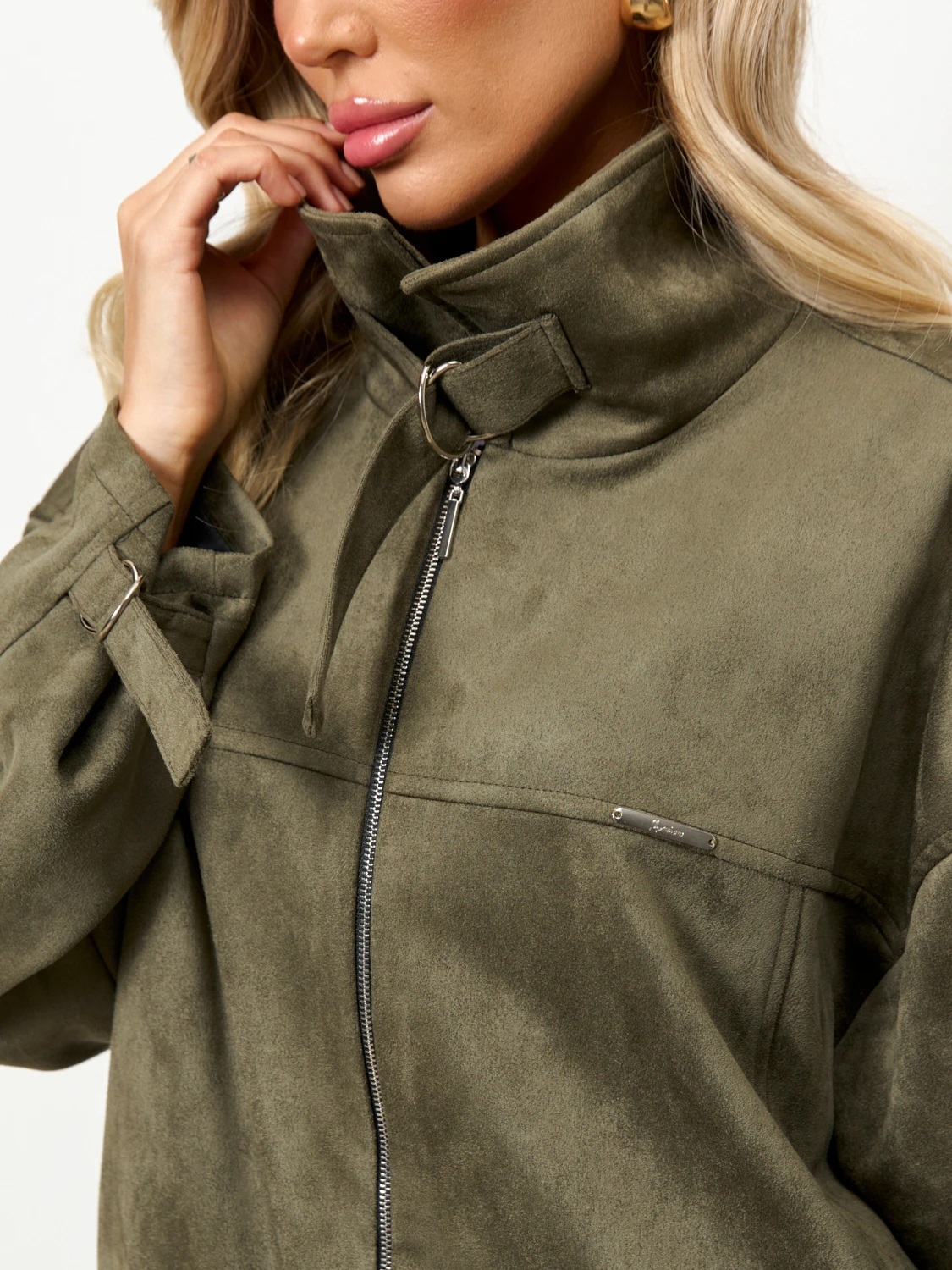 Куртка из искусственной замши в цвете хаки Jetty(фото8)