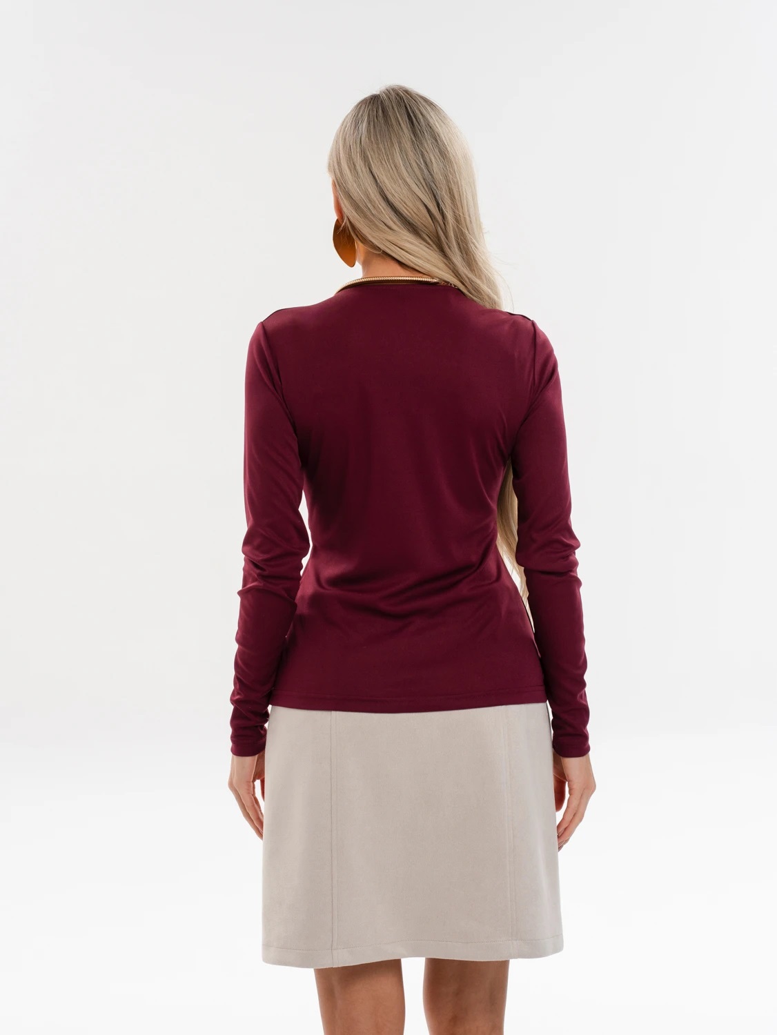 Лонгслив трикотажный с длинными рукавами в винном цвете Jetty(фото8)