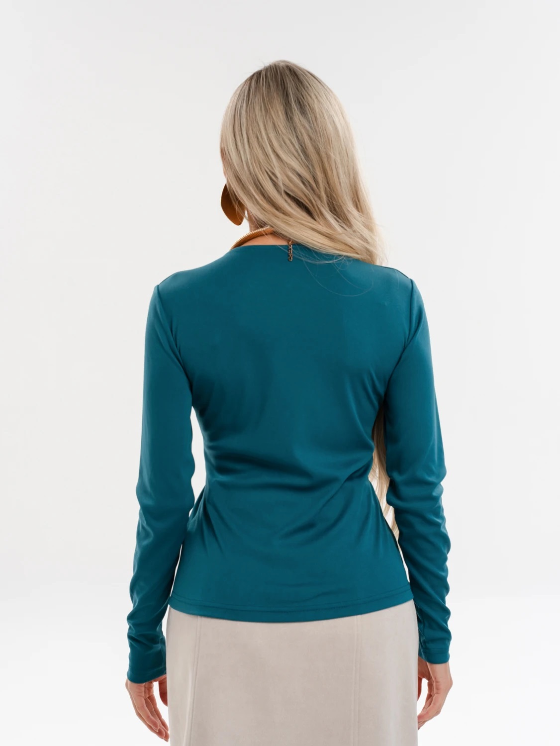 Лонгслив трикотажный с длинными рукавами в изумрудном цвете Jetty(фото9)