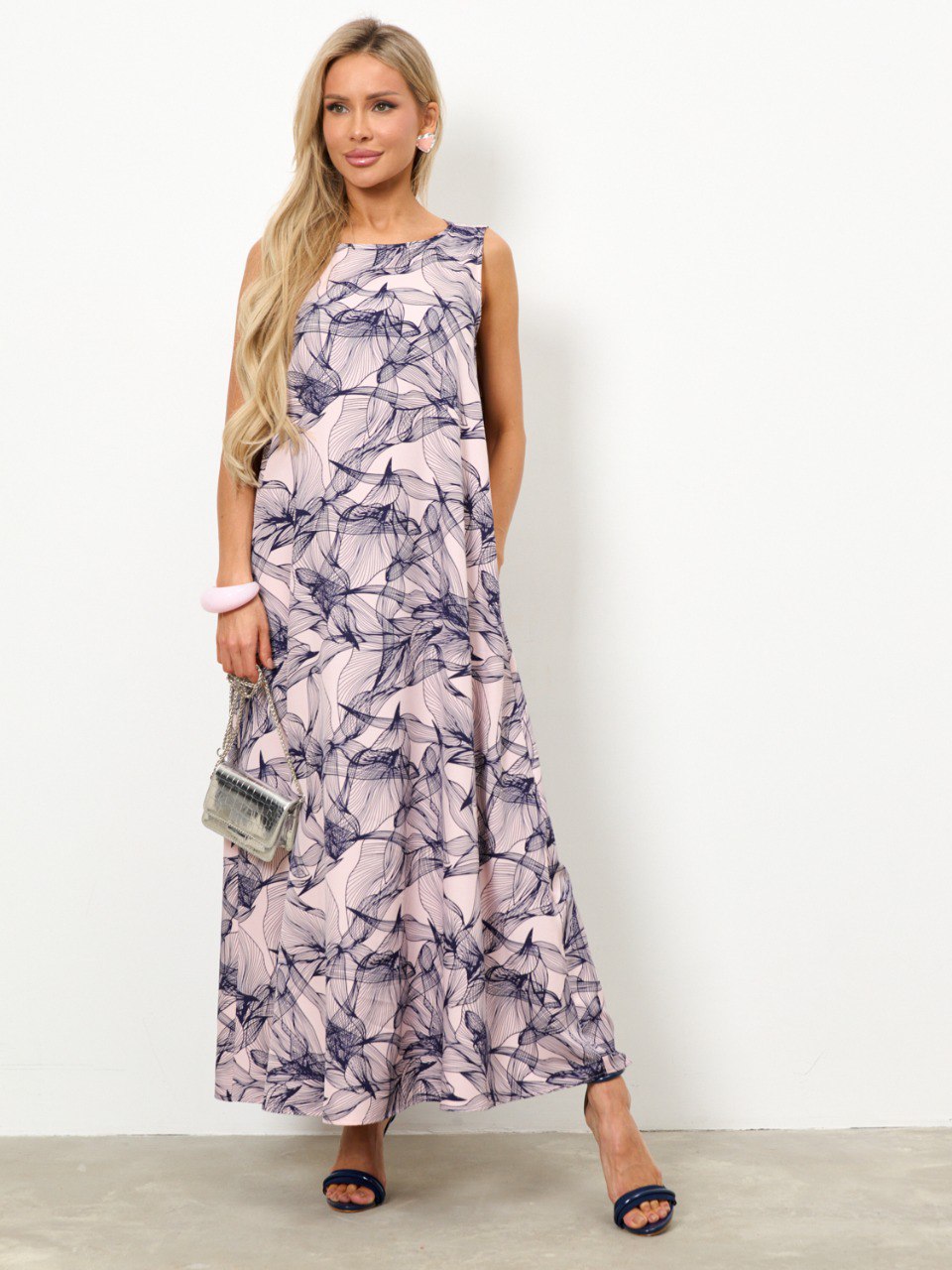 Платье макси розовое с принтом Jetty(фото8)