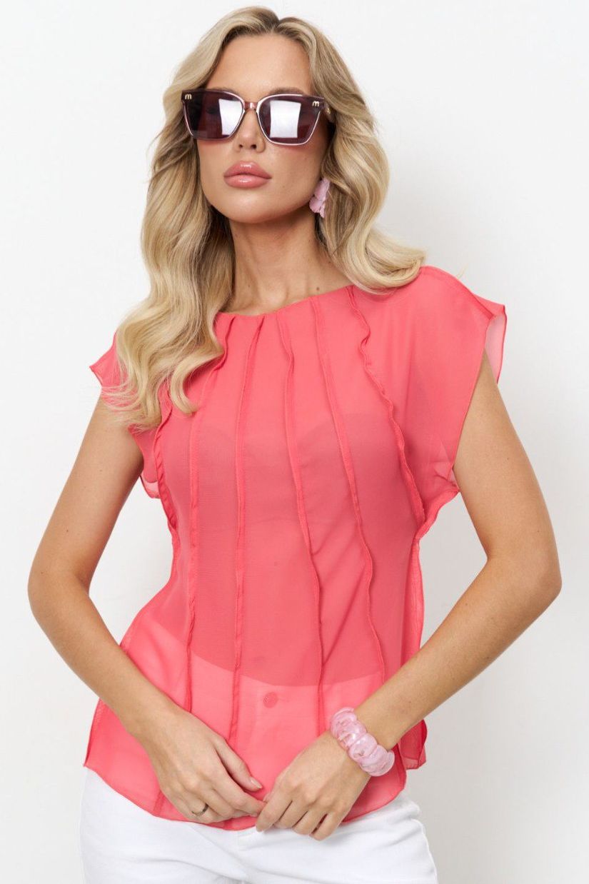 Блузка из креп-шифона кораллового цвета Jetty