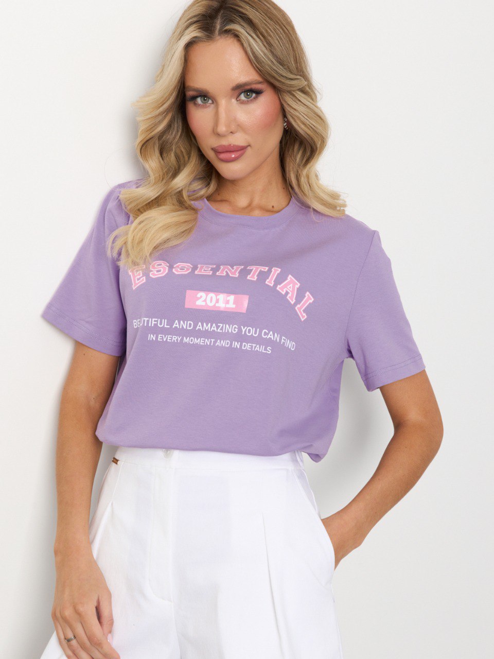 Футболка трикотажная сиреневая с принтом Jetty(фото7)