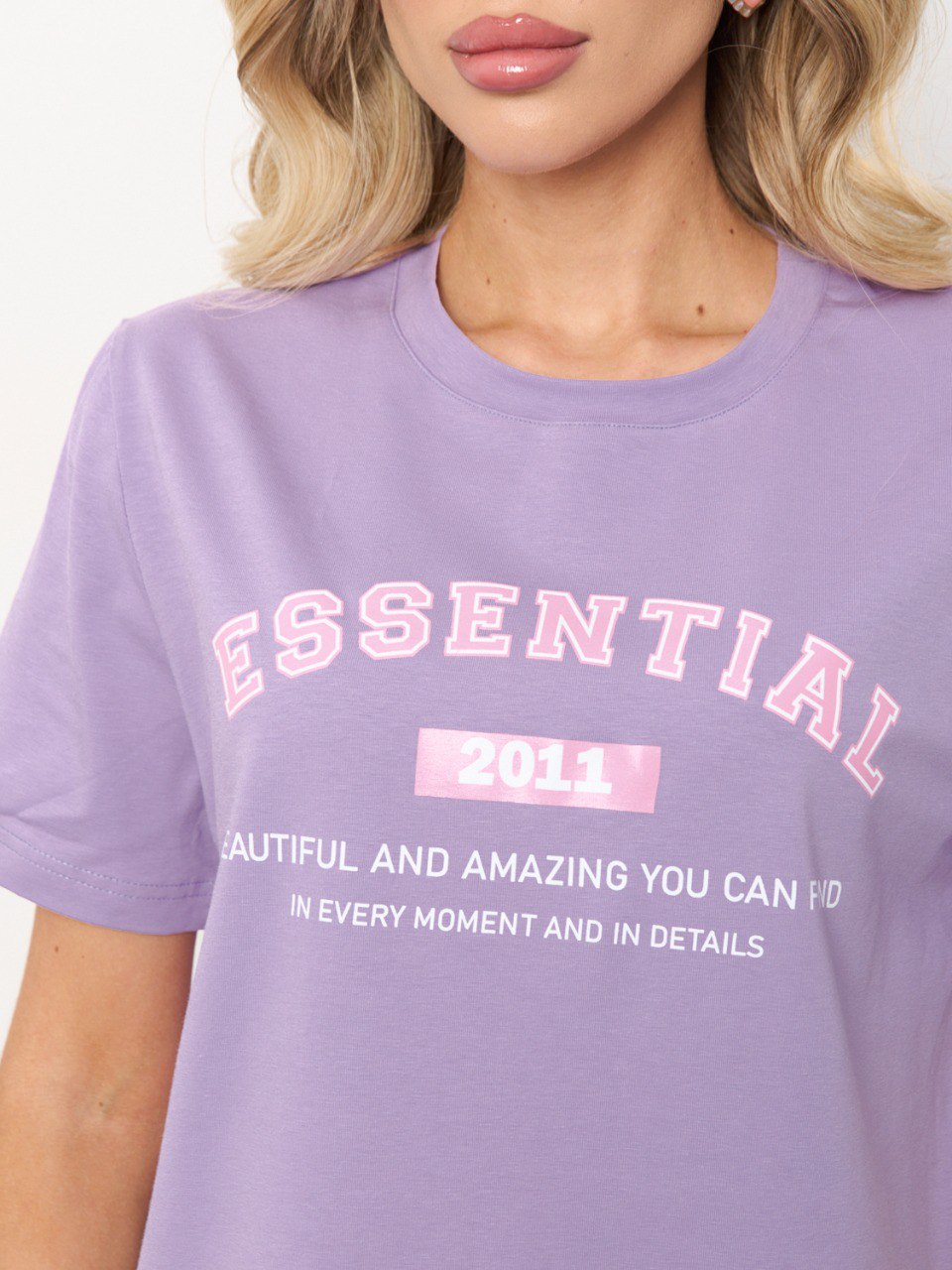 Футболка трикотажная сиреневая с принтом Jetty(фото5)