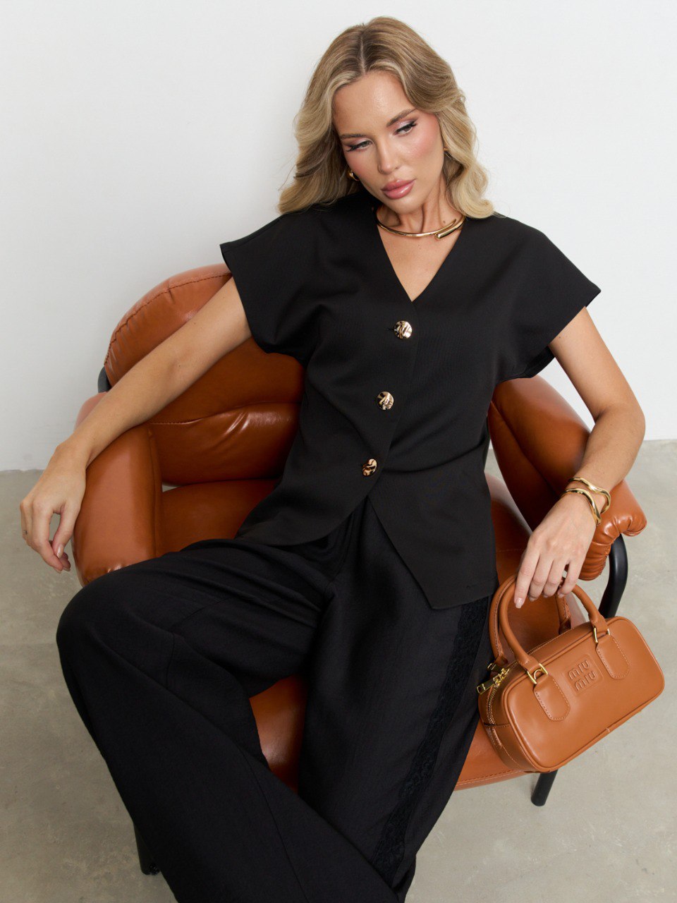 Жакет чёрный с коротким рукавом Jetty(фото6)