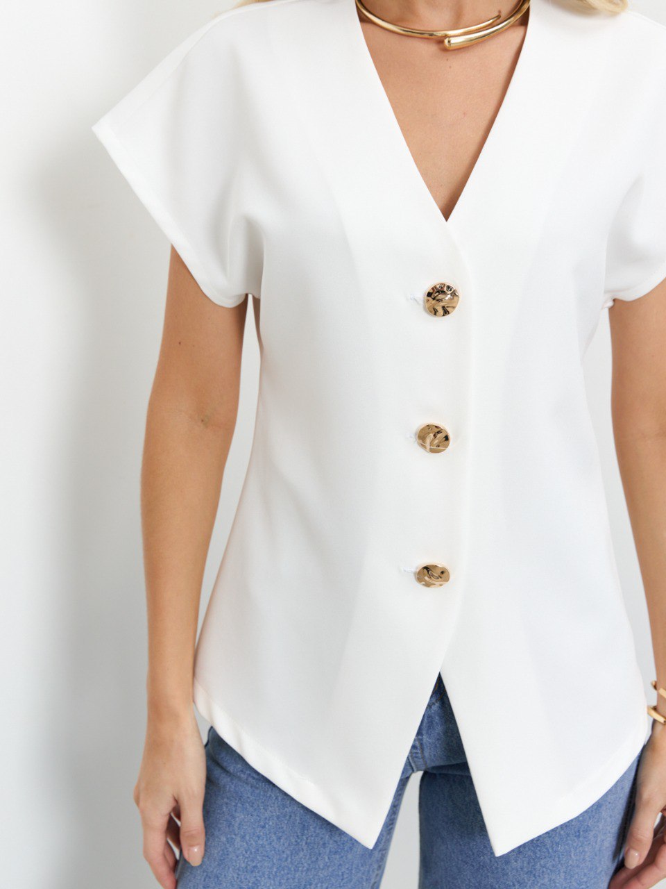 Жакет молочного цвета с коротким рукавом Jetty(фото5)