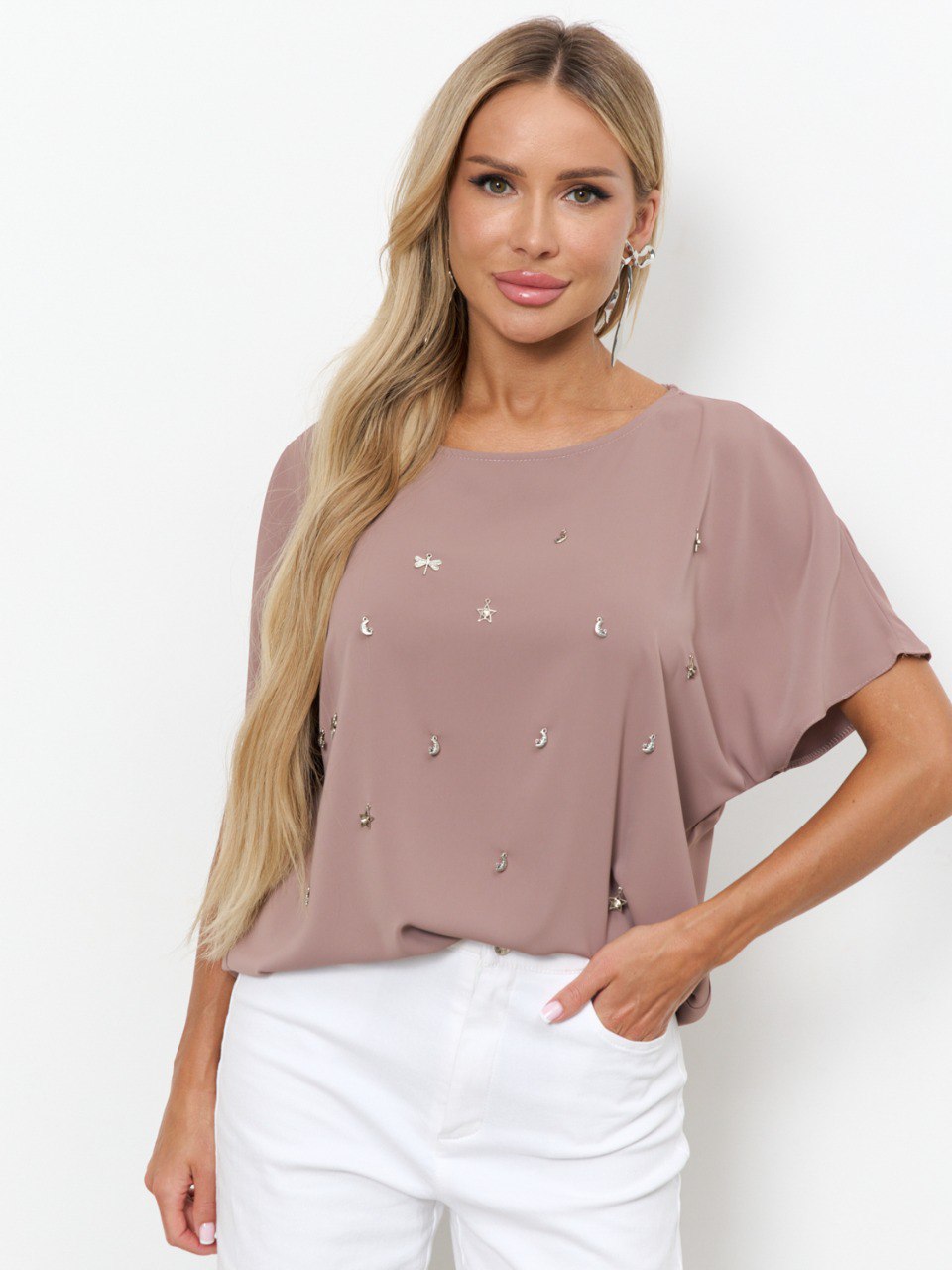 Блузка женская тёмно-бежевого цвета Jetty(фото5)