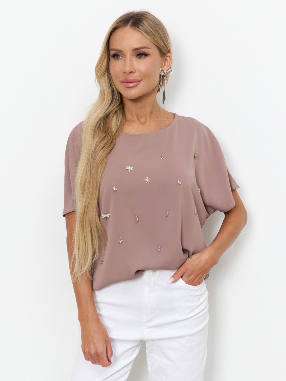 Блузка женская тёмно-бежевого цвета Jetty(фото8)