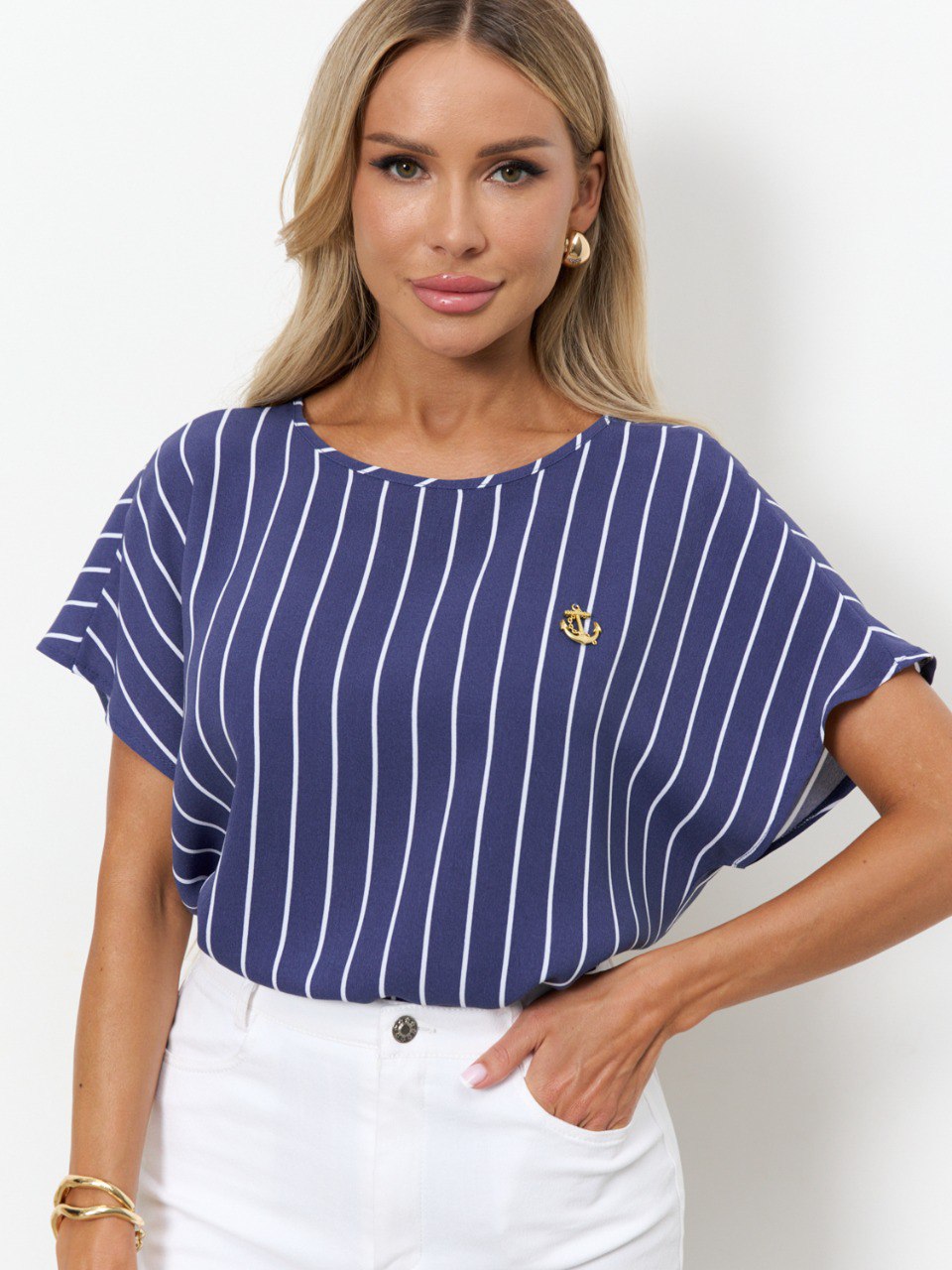 Блузка синяя в полоску Jetty(фото4)