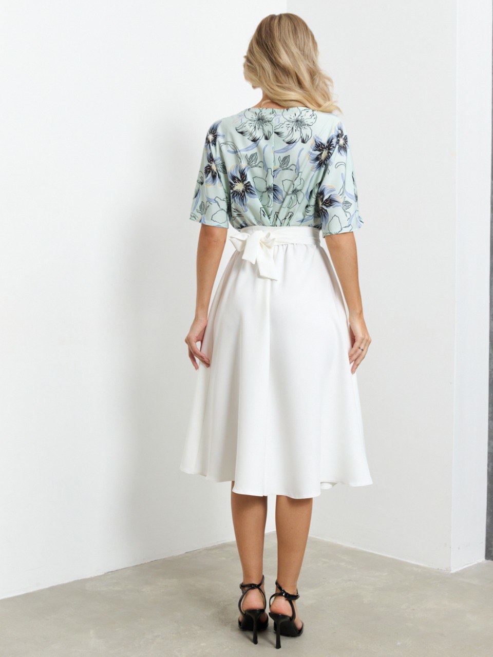 Платье комбинированное с поясом Jetty(фото6)