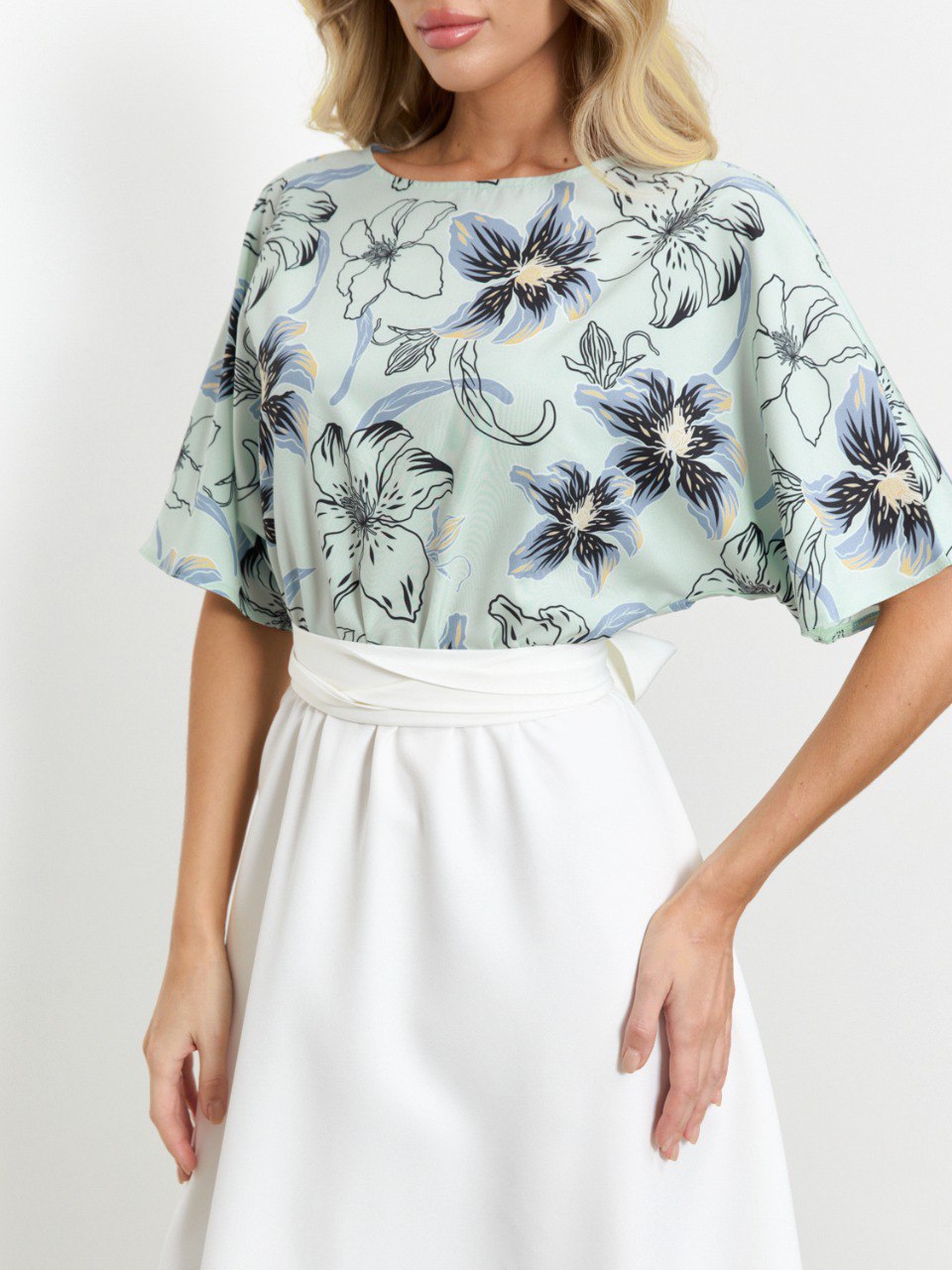 Платье комбинированное с поясом Jetty(фото5)