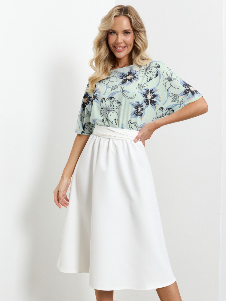 Платье комбинированное с поясом Jetty(фото2)