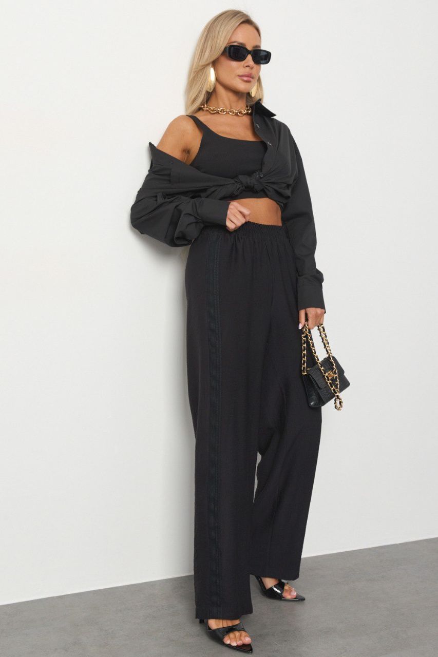 Брюки широкие чёрные Jetty