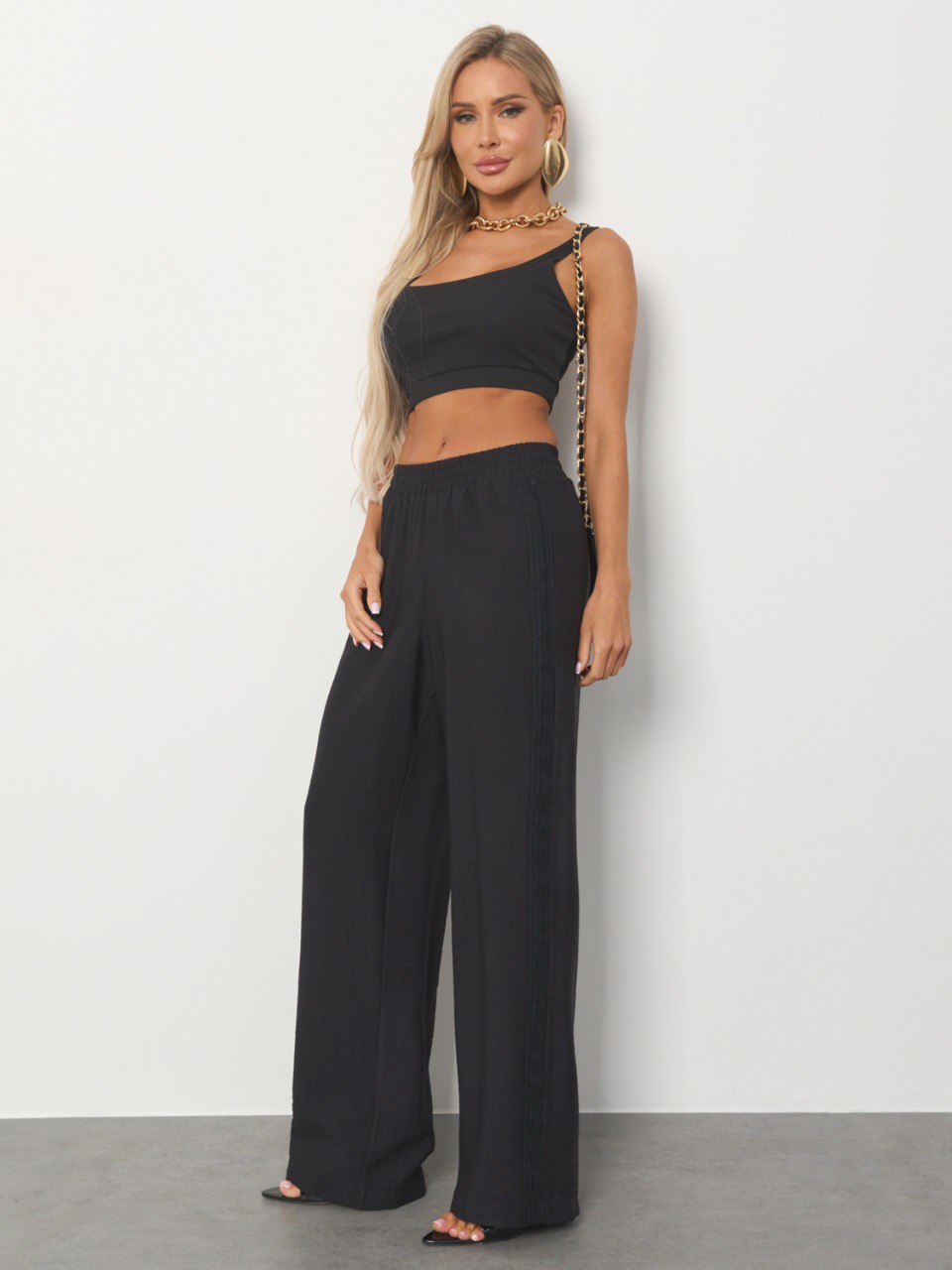 Брюки широкие чёрные Jetty(фото2)