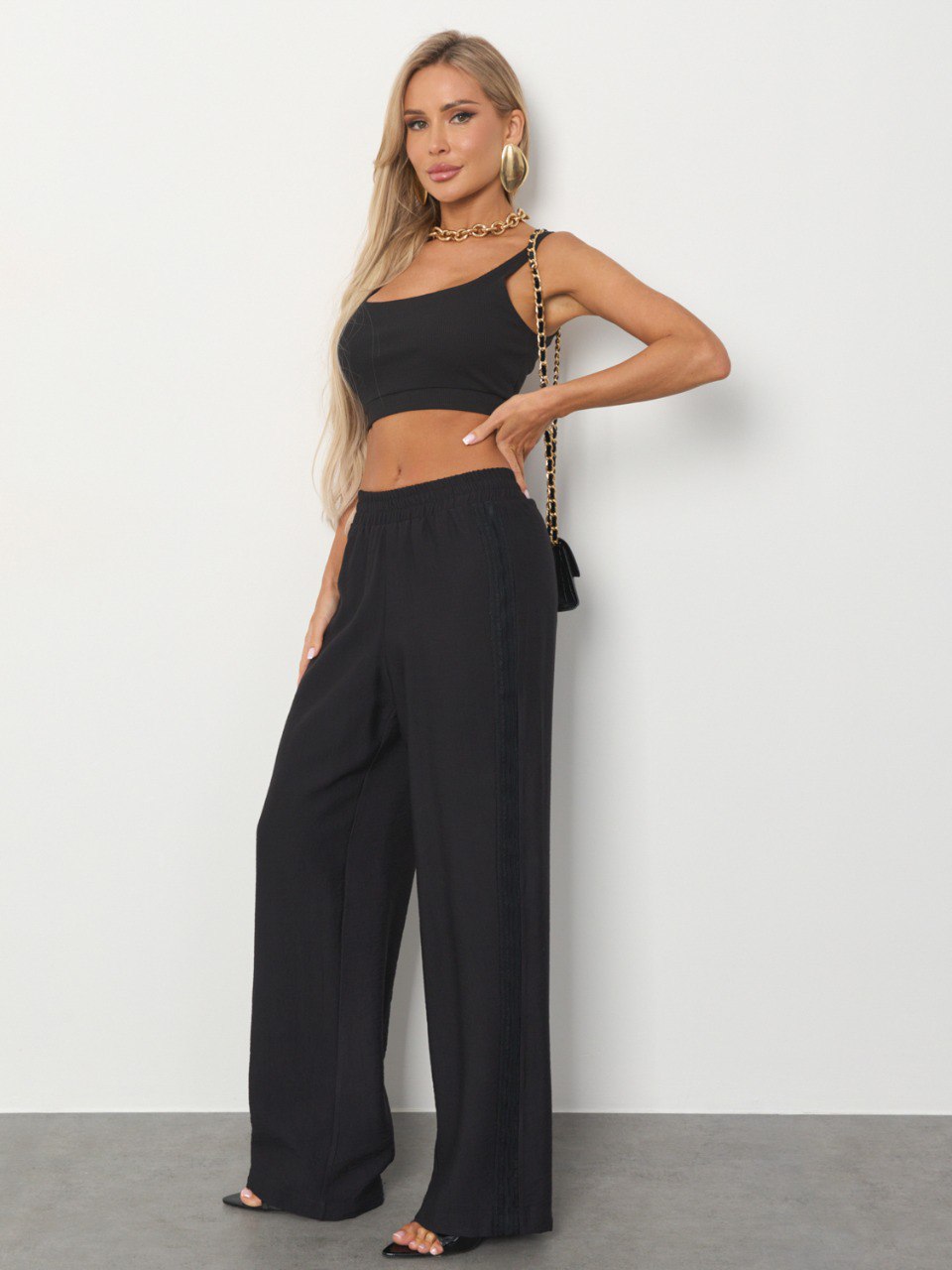 Брюки широкие чёрные Jetty(фото4)