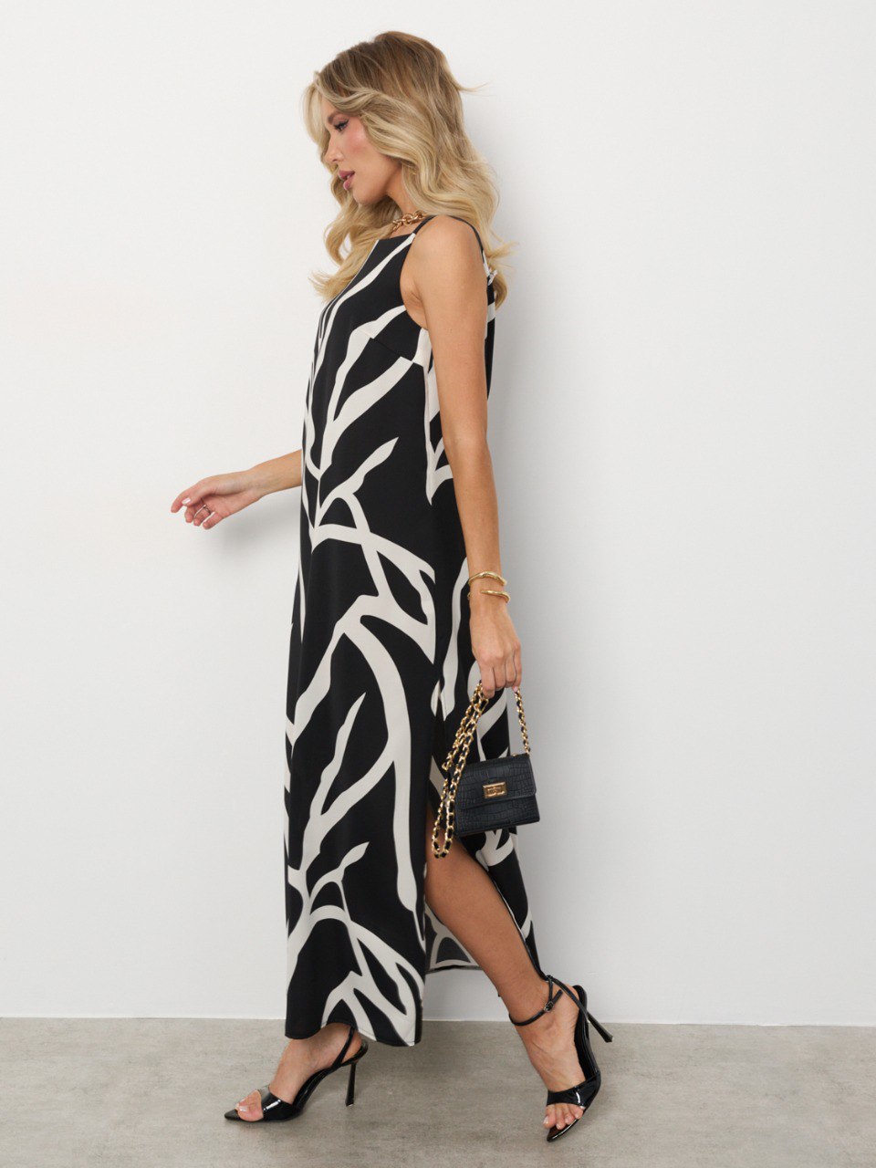 Сарафан длинный чёрный с разрезами Jetty(фото5)