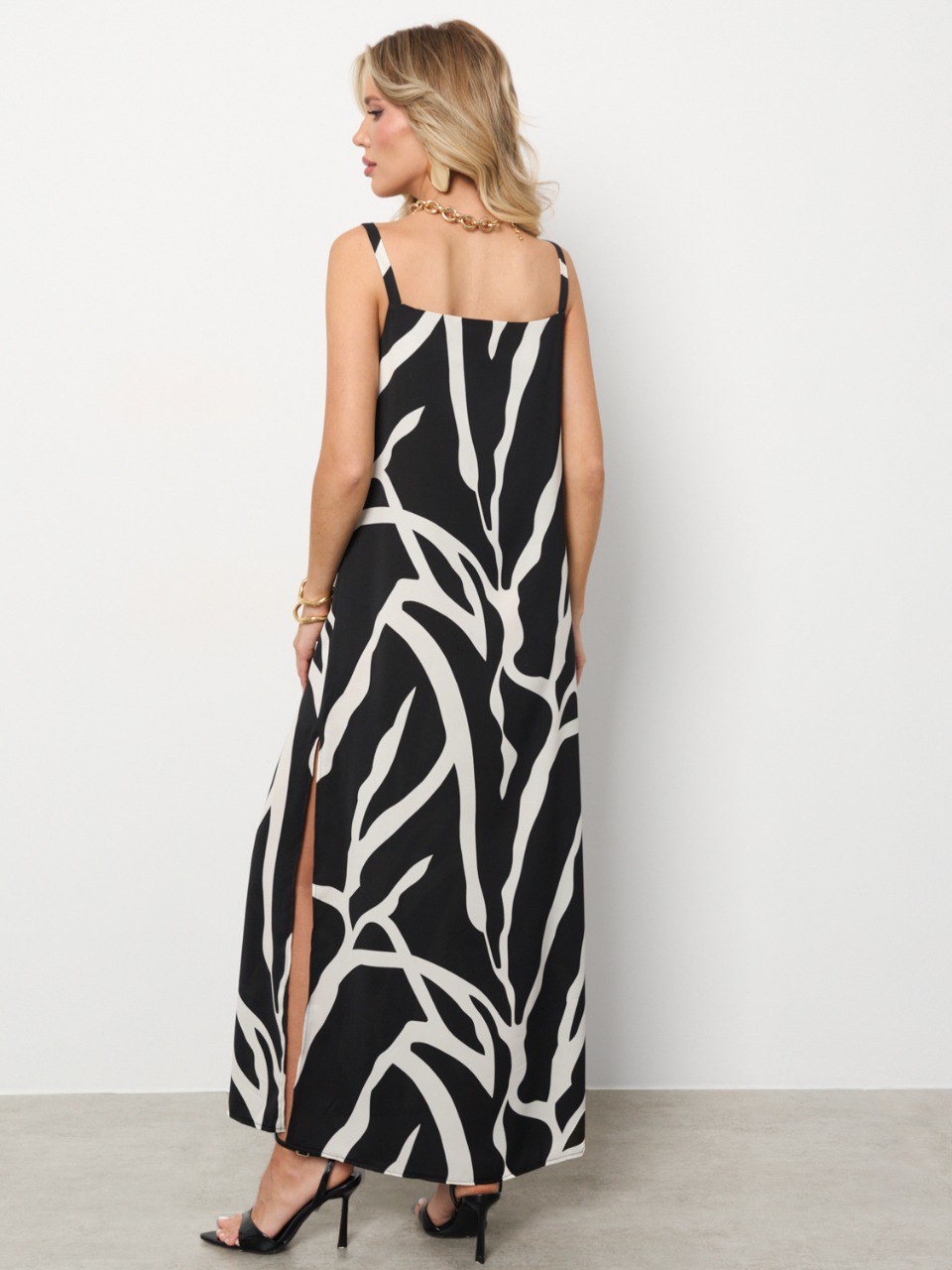 Сарафан длинный чёрный с разрезами Jetty(фото7)