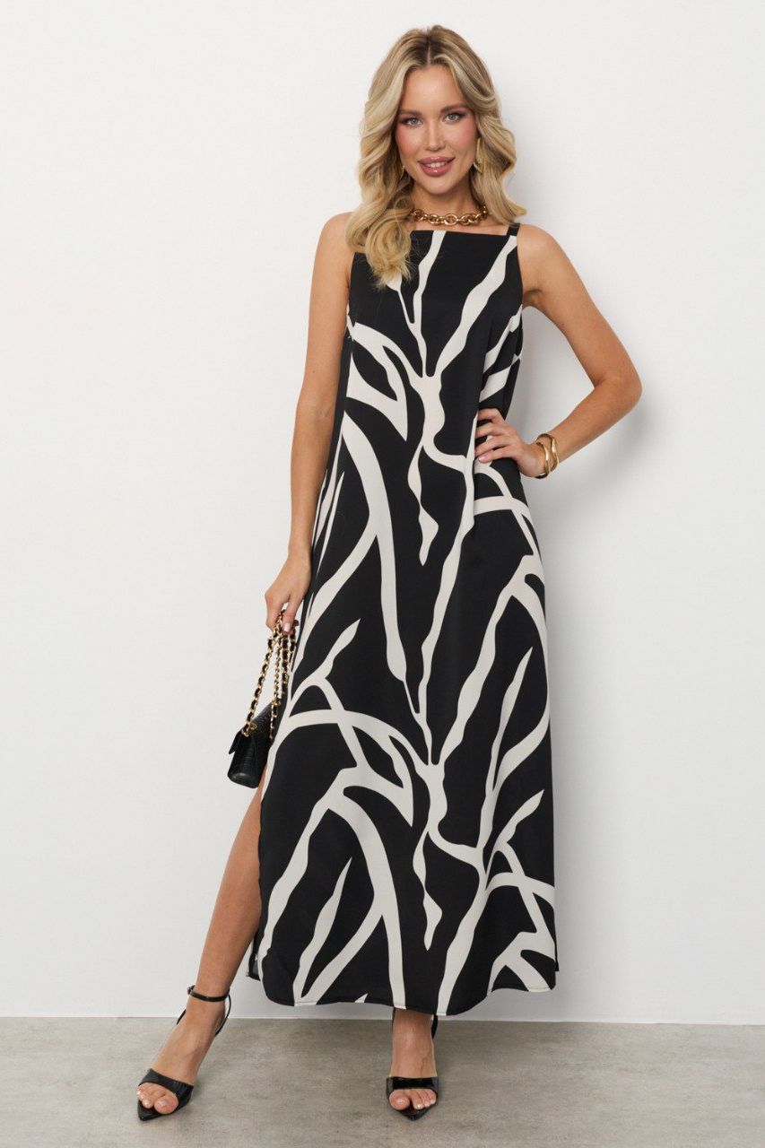 Сарафан длинный чёрный с разрезами Jetty