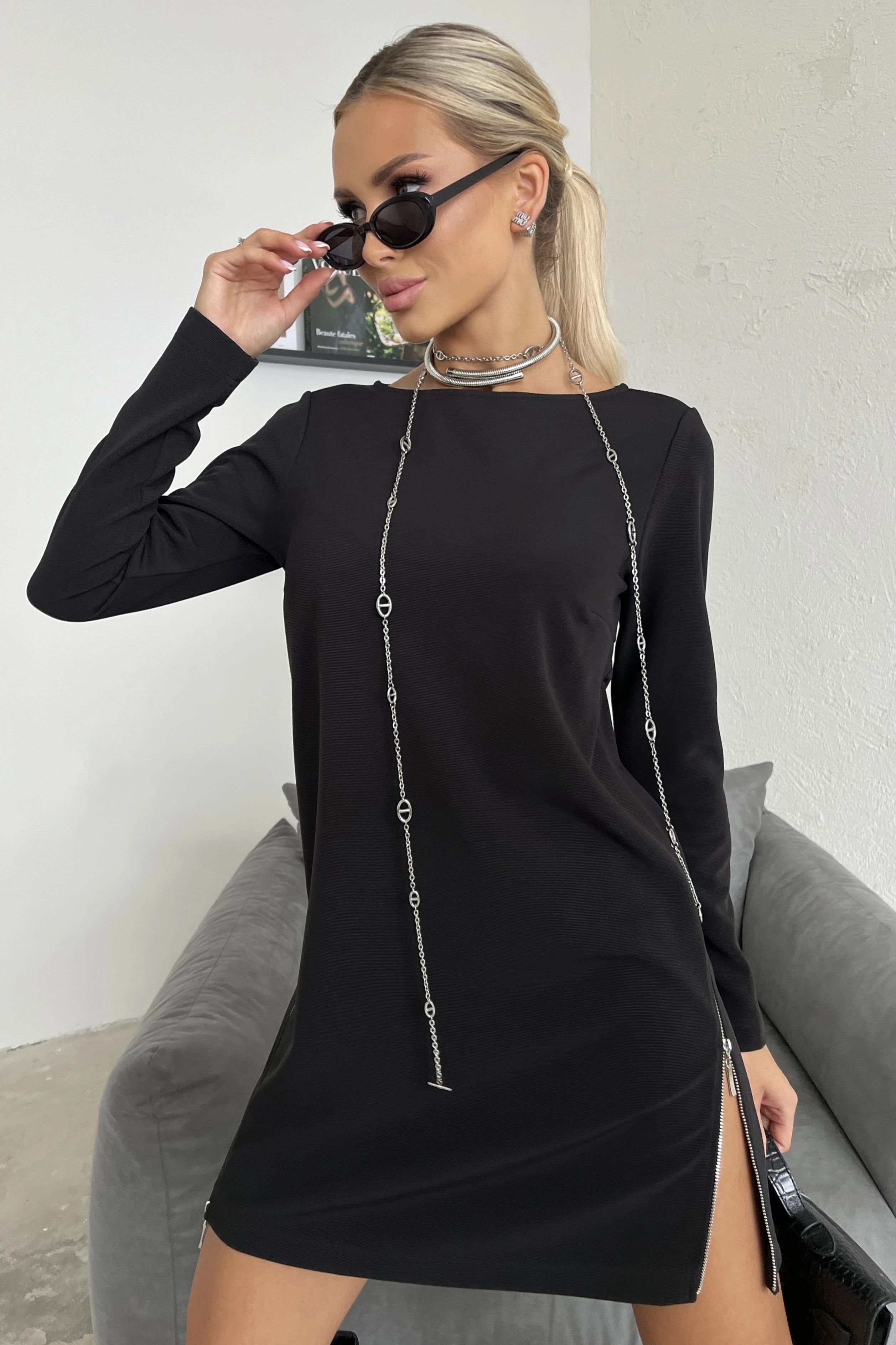 Платье чёрное с молниями Jetty