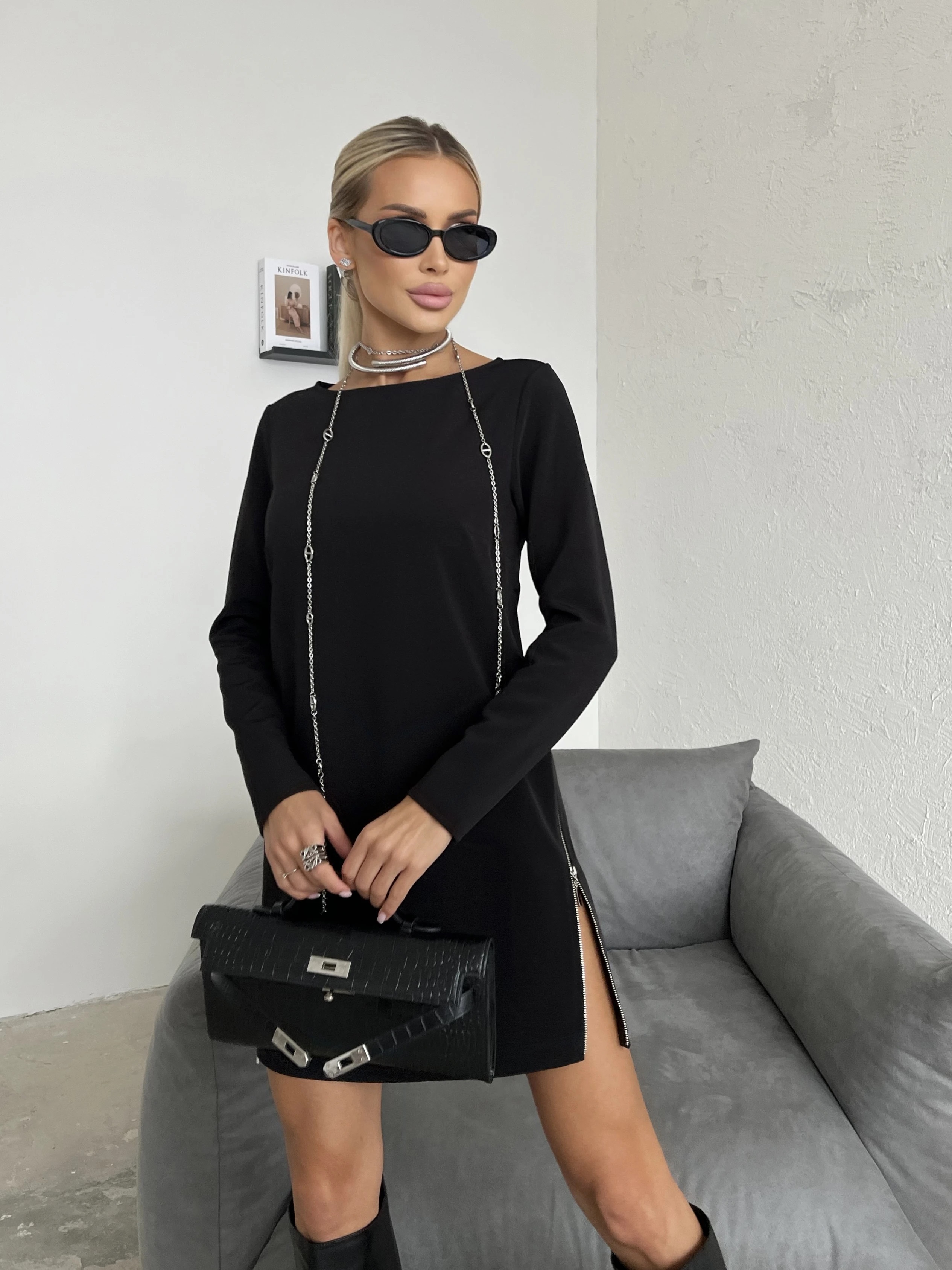 Платье чёрное с молниями Jetty(фото10)