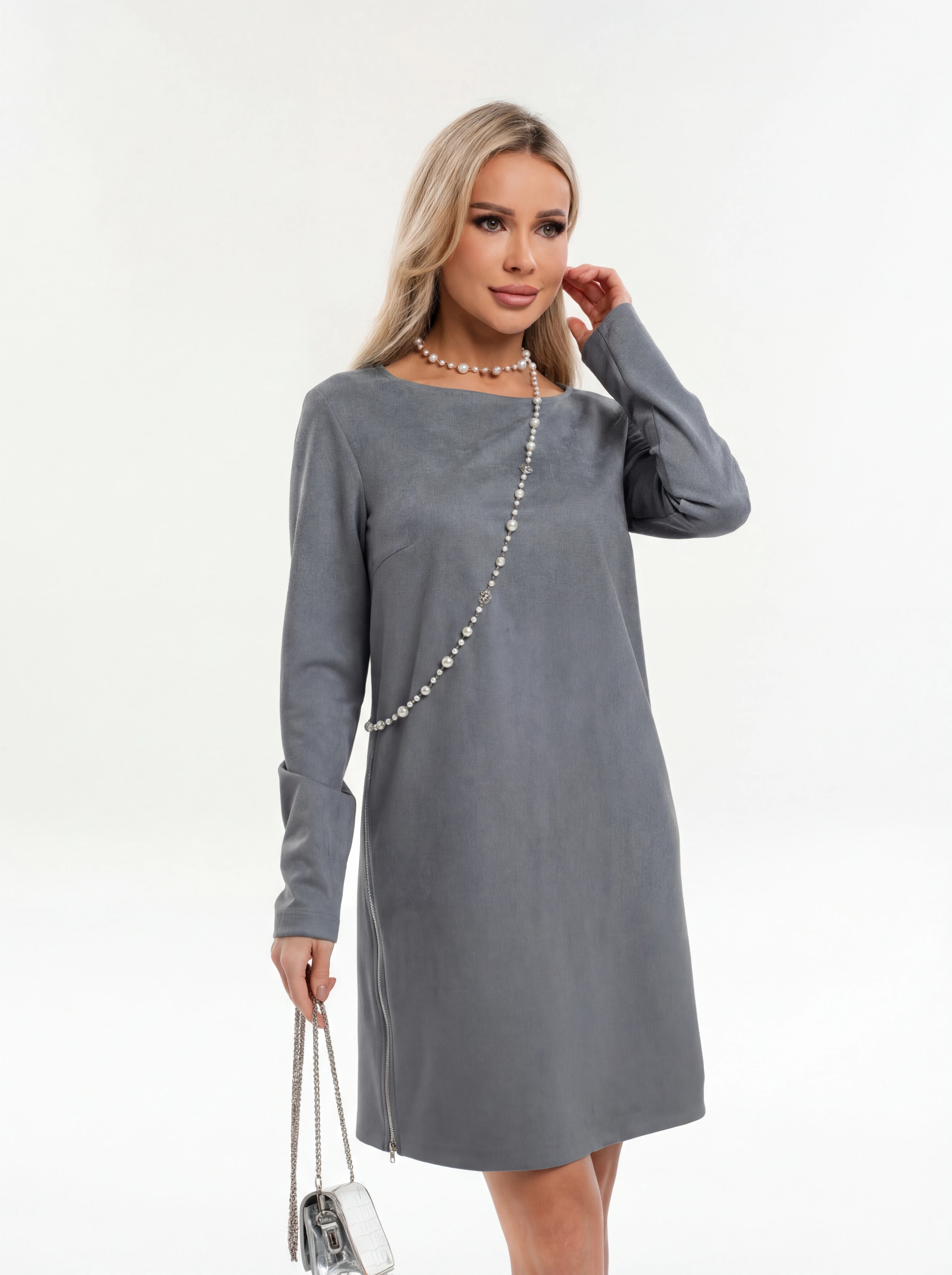 Платье вельветовое серого цвета Jetty(фото5)