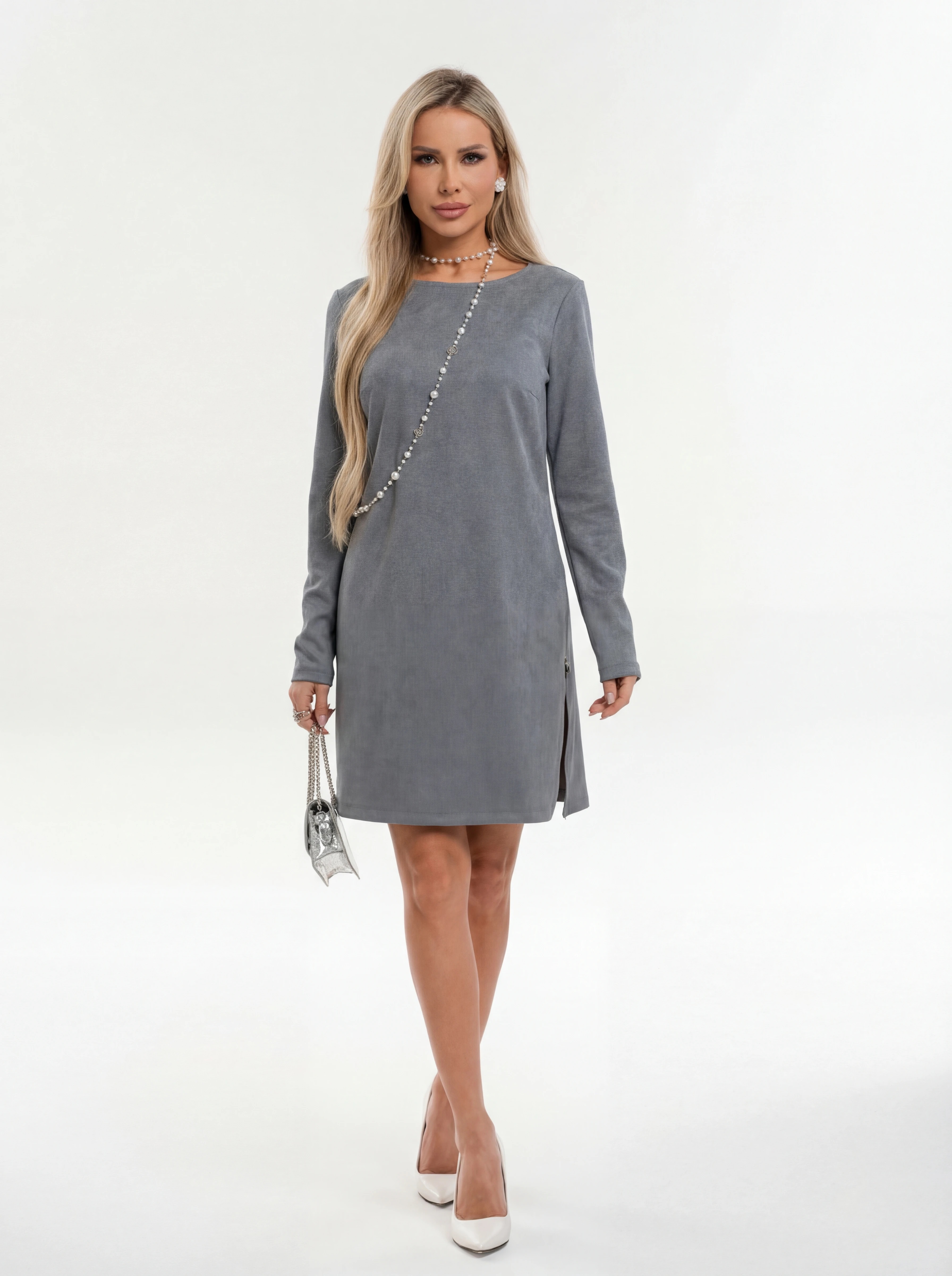 Платье вельветовое серого цвета Jetty(фото2)