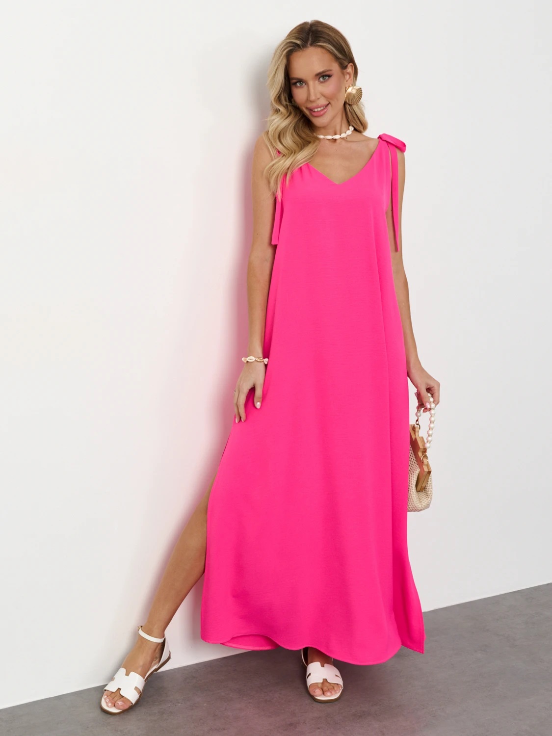 Сарафан длинный розового цвета с разрезами  Jetty(фото2)