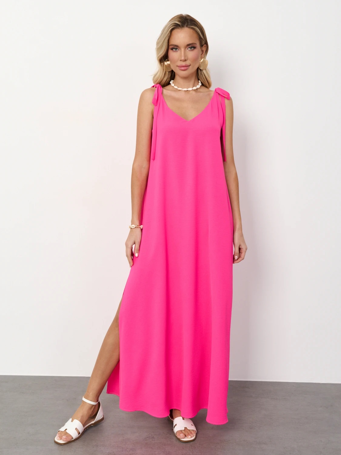 Сарафан длинный розового цвета с разрезами  Jetty(фото4)