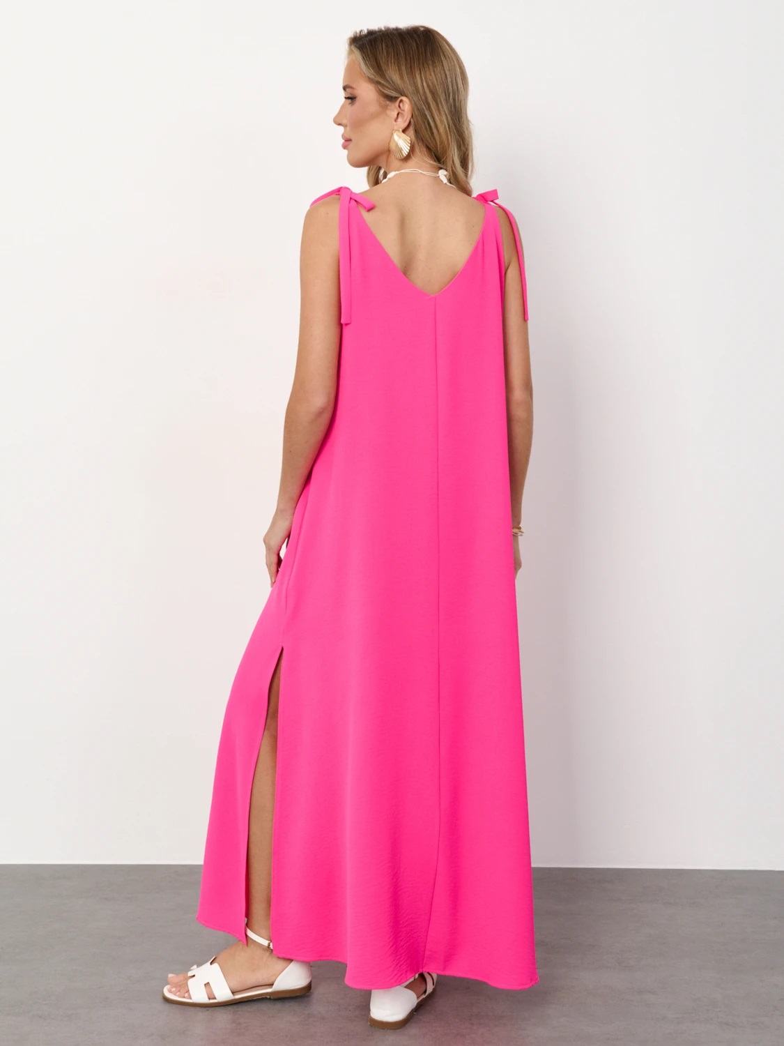 Сарафан длинный розового цвета с разрезами  Jetty(фото7)