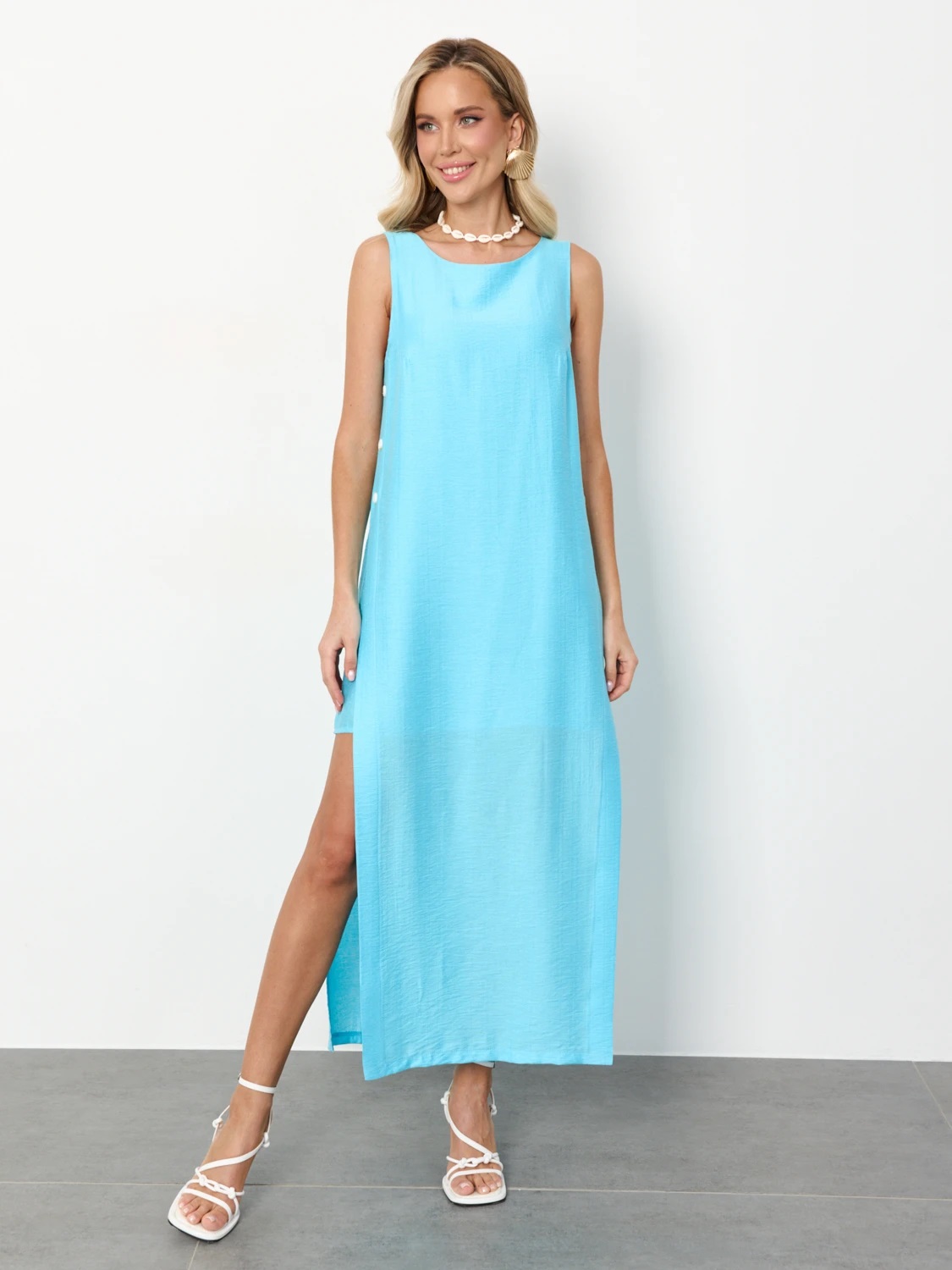 Платье длинное голубого цвета Jetty(фото5)