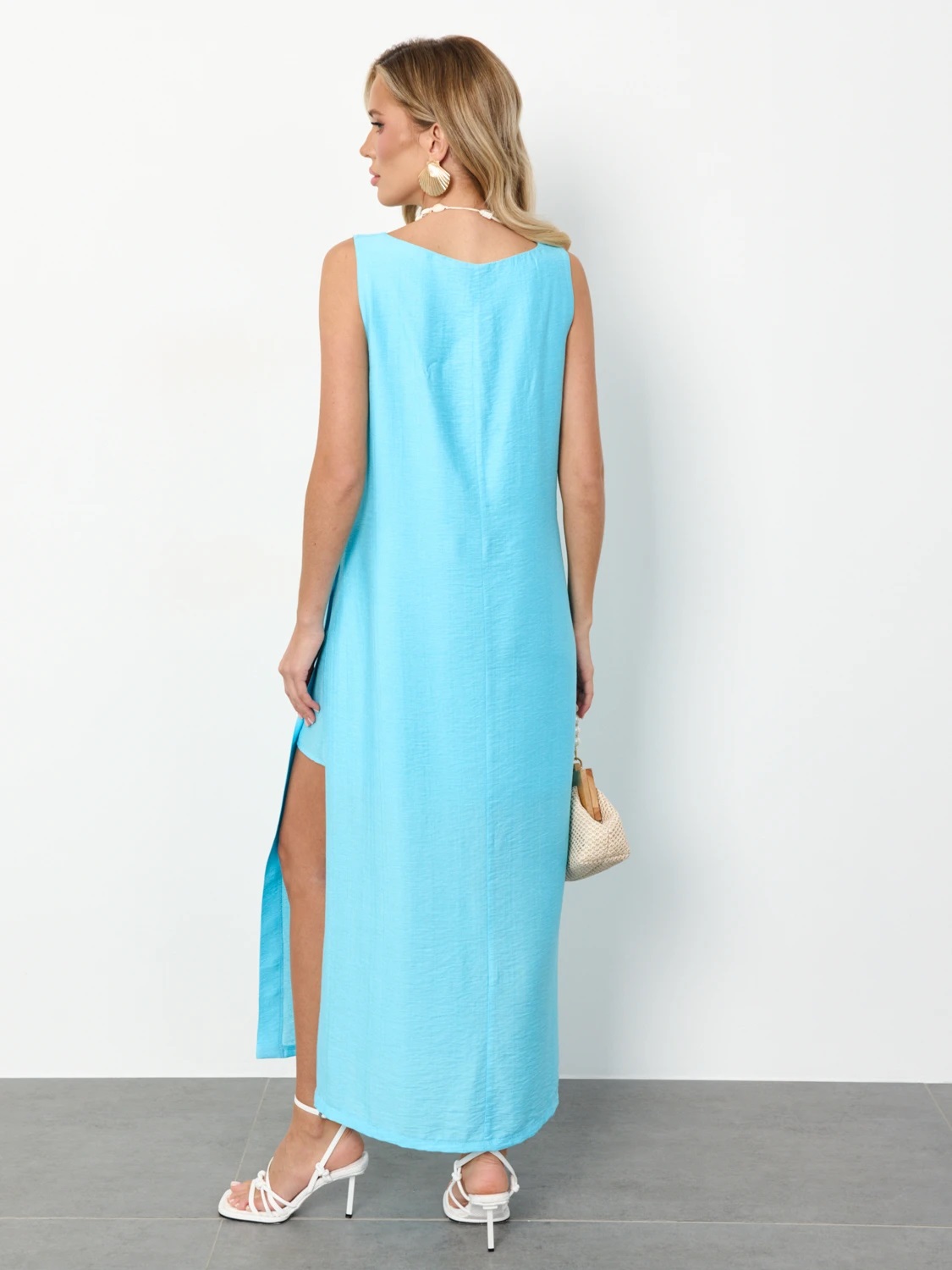 Платье длинное голубого цвета Jetty(фото8)