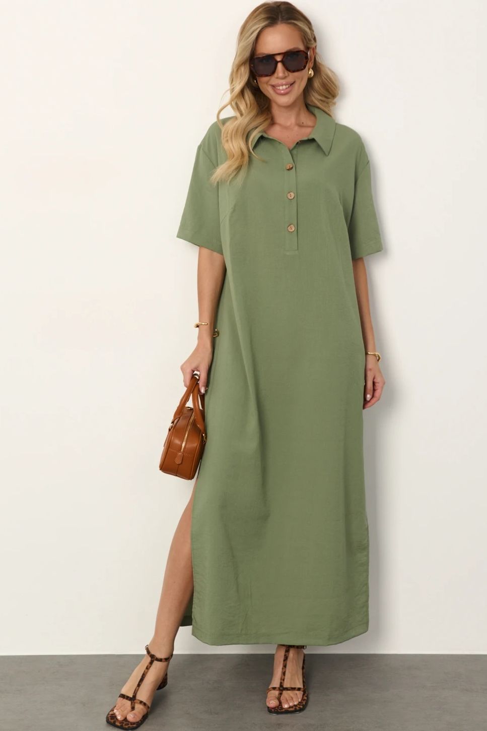 Платье-футболка из хлопка цвета хаки Jetty