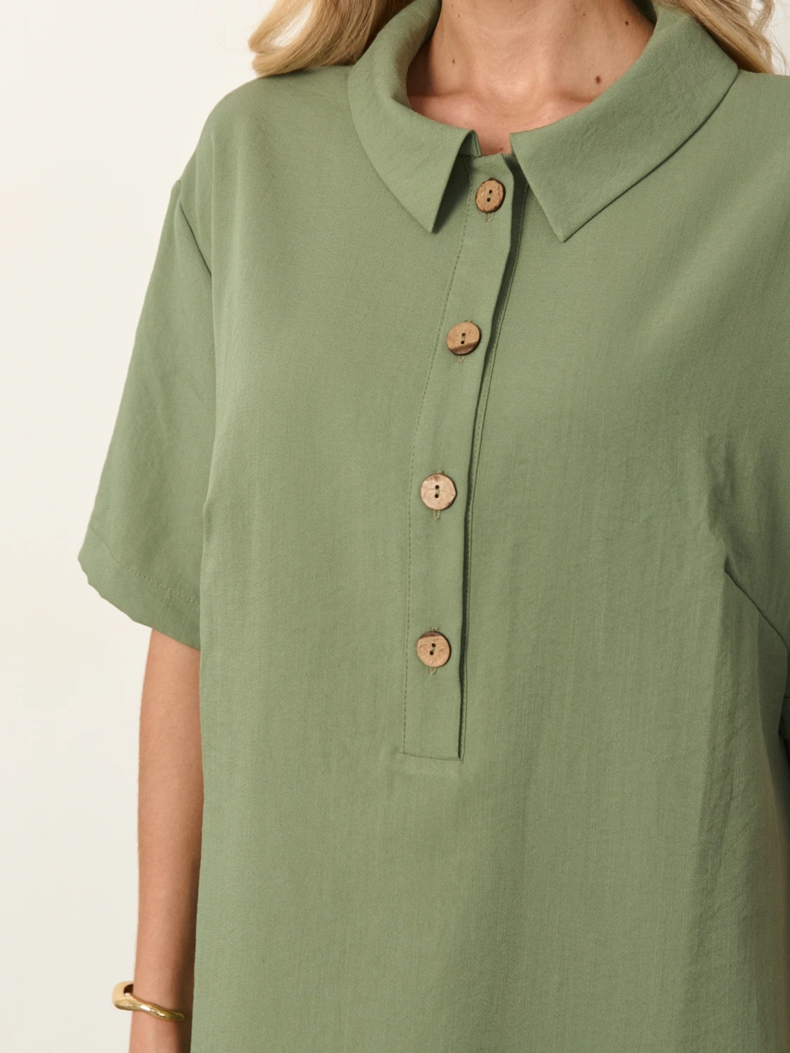 Платье-футболка из хлопка цвета хаки Jetty(фото3)