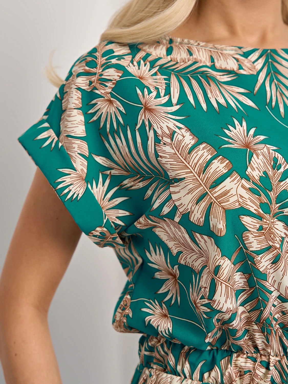 Платье миди бирюзовое с принтом Jetty(фото4)