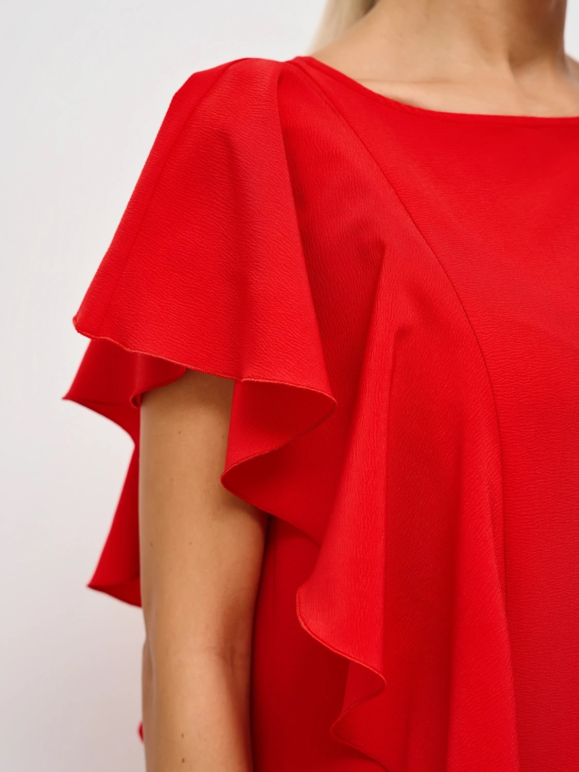 Платье длинное красное с воланом Jetty(фото5)