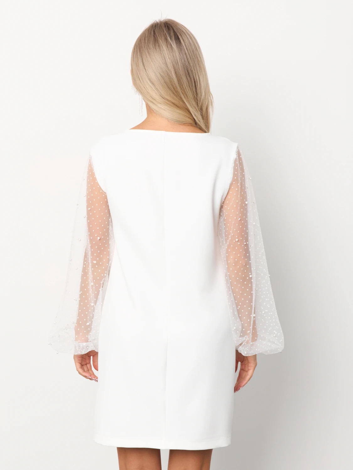 Платье белое с рукавами из сетки Jetty(фото8)