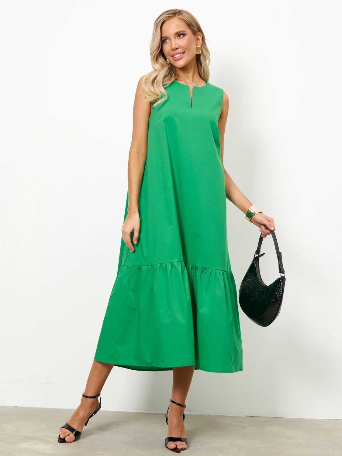 Платье без рукавов зелёного цвета Jetty(фото2)