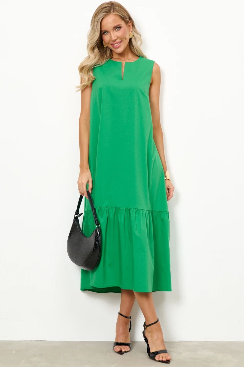 Платье без рукавов зелёного цвета Jetty