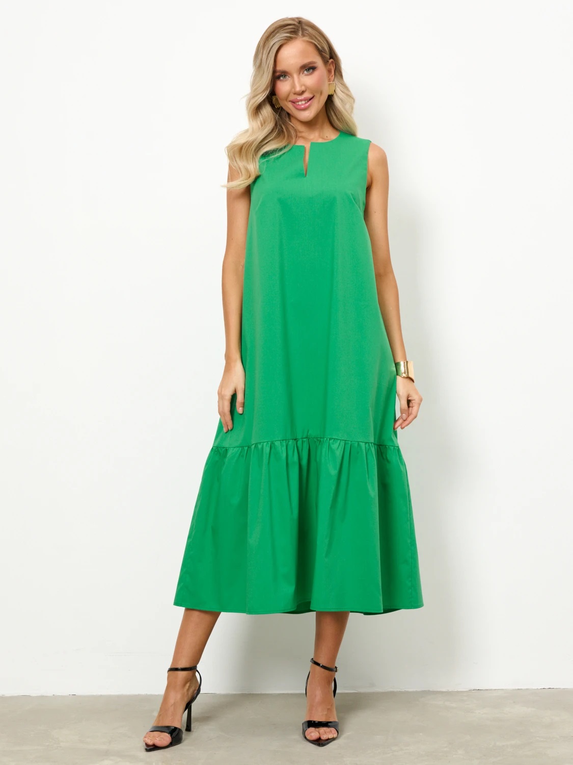 Платье без рукавов зелёного цвета Jetty(фото8)