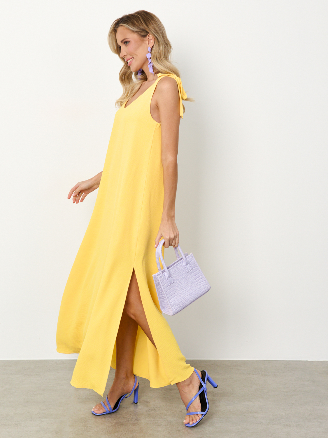 Сарафан длинный жёлтого цвета с разрезами  Jetty(фото7)
