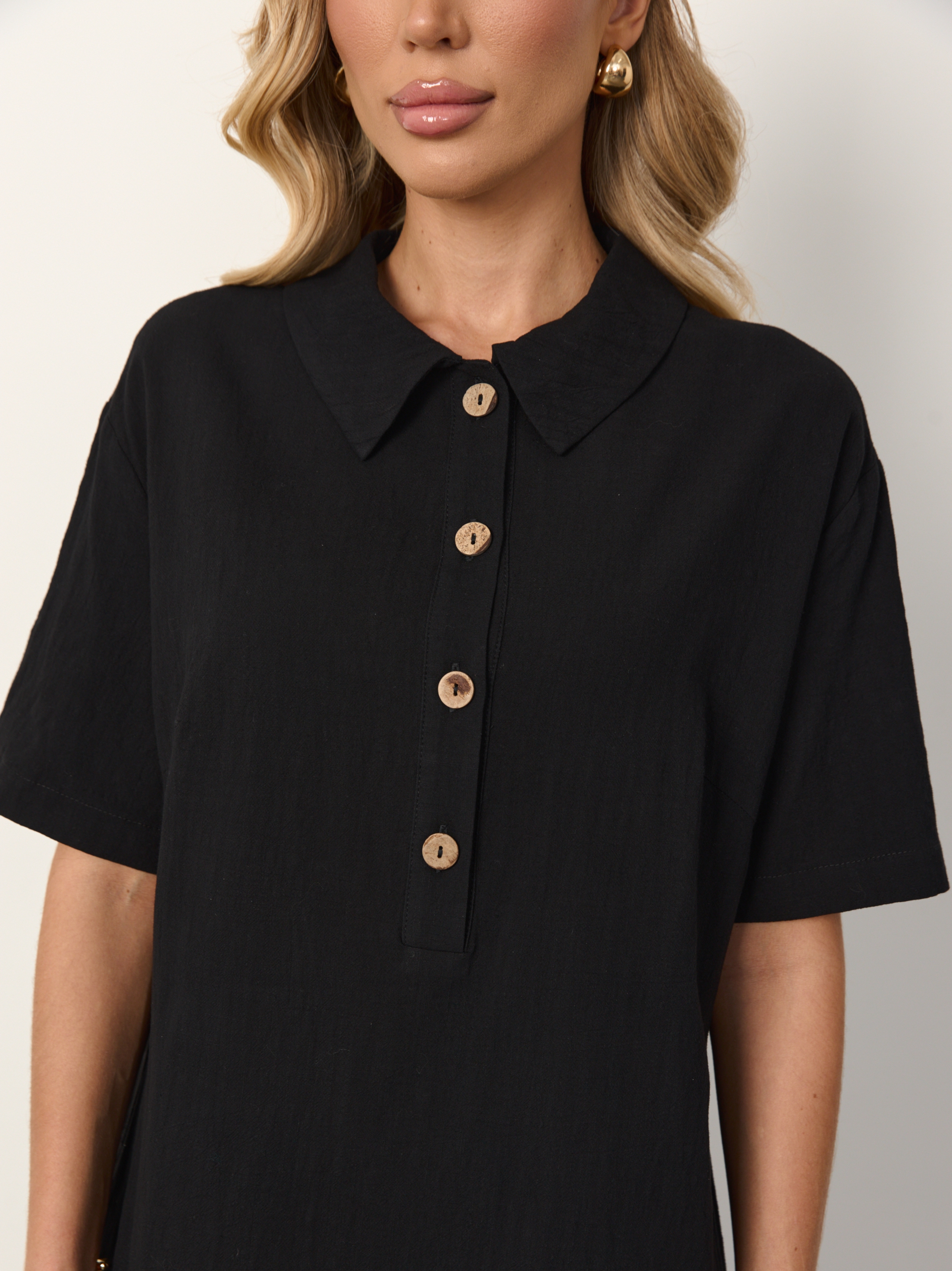 Платье-футболка чёрное из хлопка Jetty(фото4)