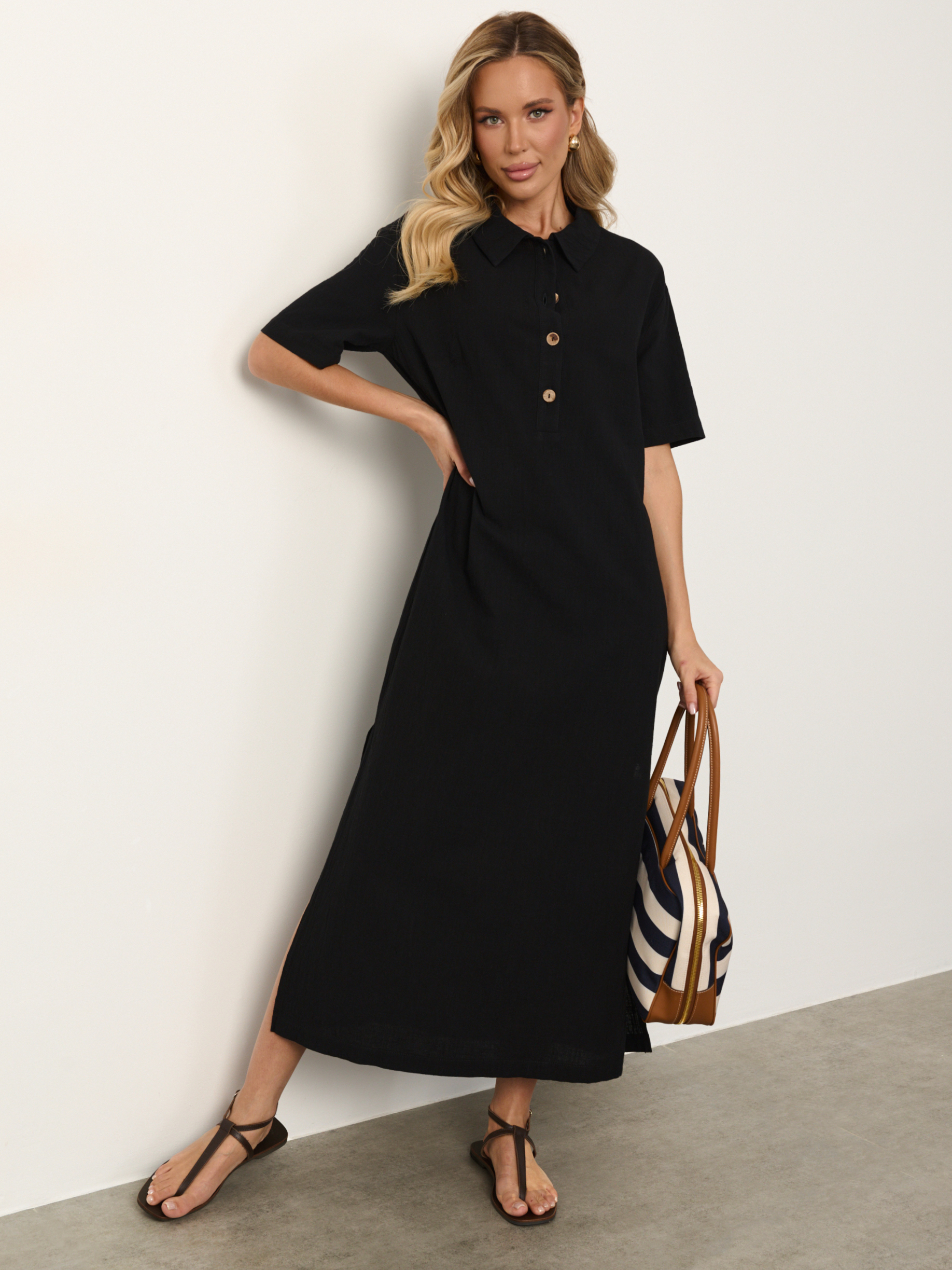 Платье-футболка чёрное из хлопка Jetty(фото2)