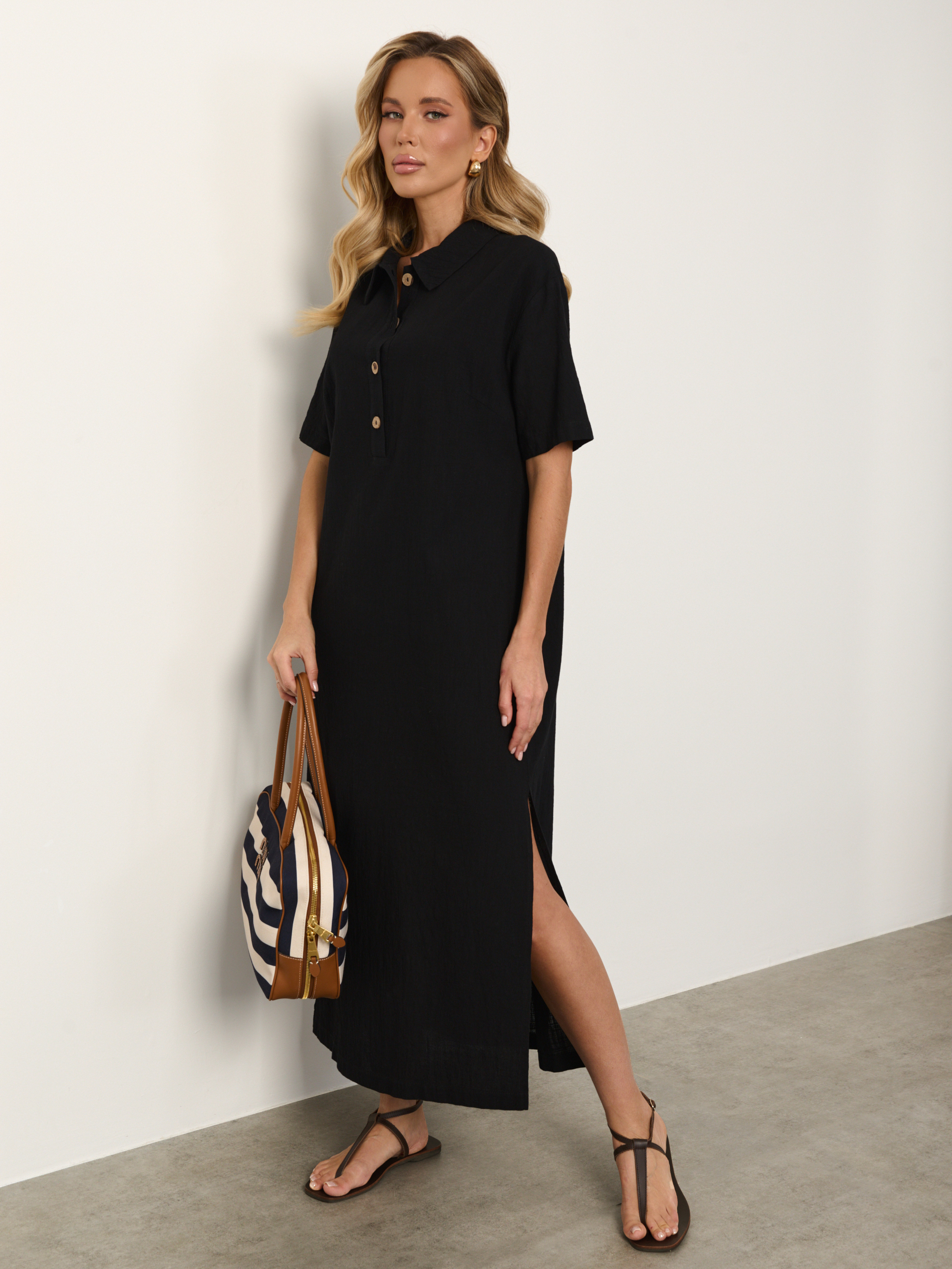 Платье-футболка чёрное из хлопка Jetty(фото3)