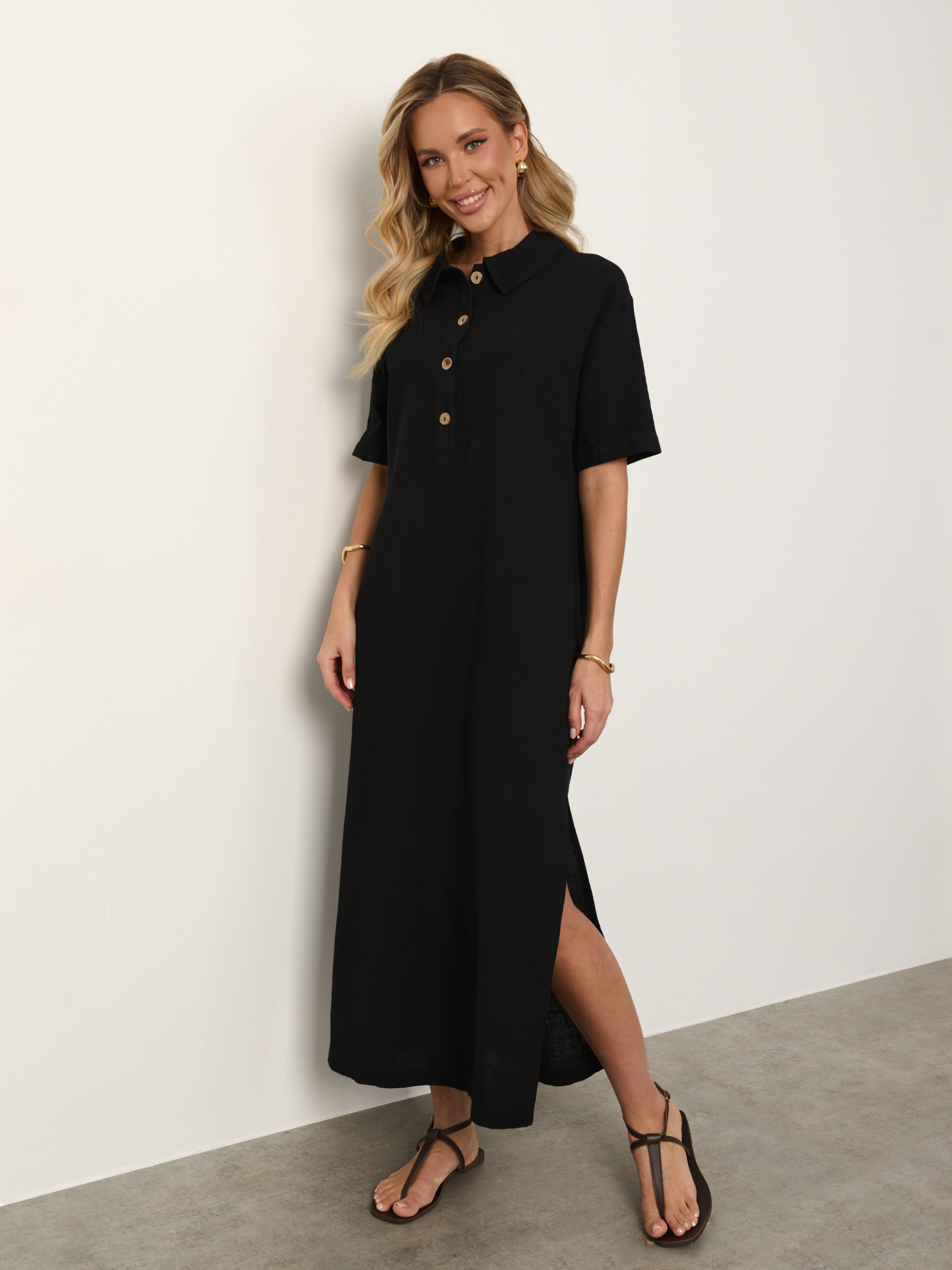 Платье-футболка чёрное из хлопка Jetty(фото7)