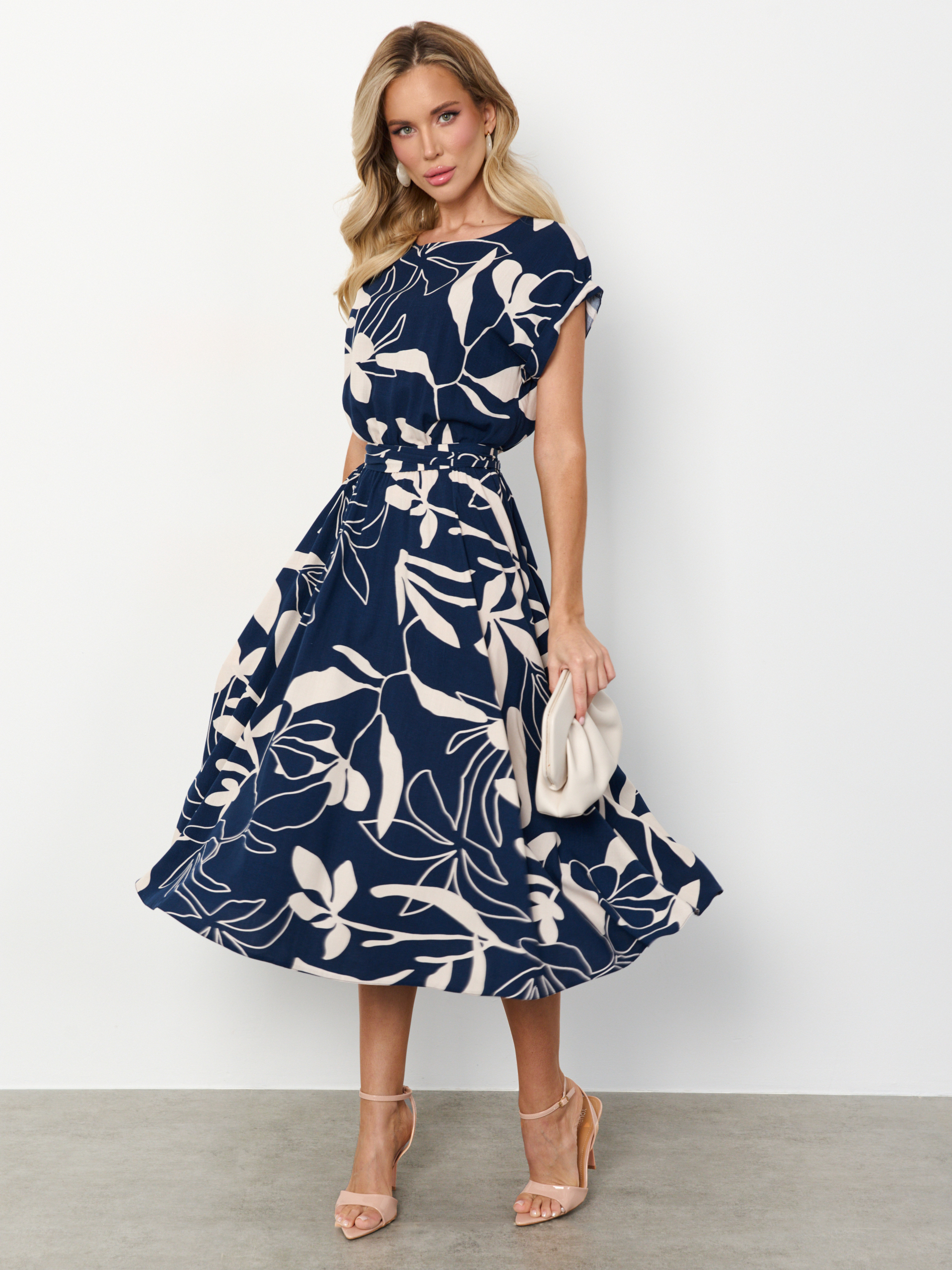 Платье миди тёмно-синее с принтом Jetty(фото8)