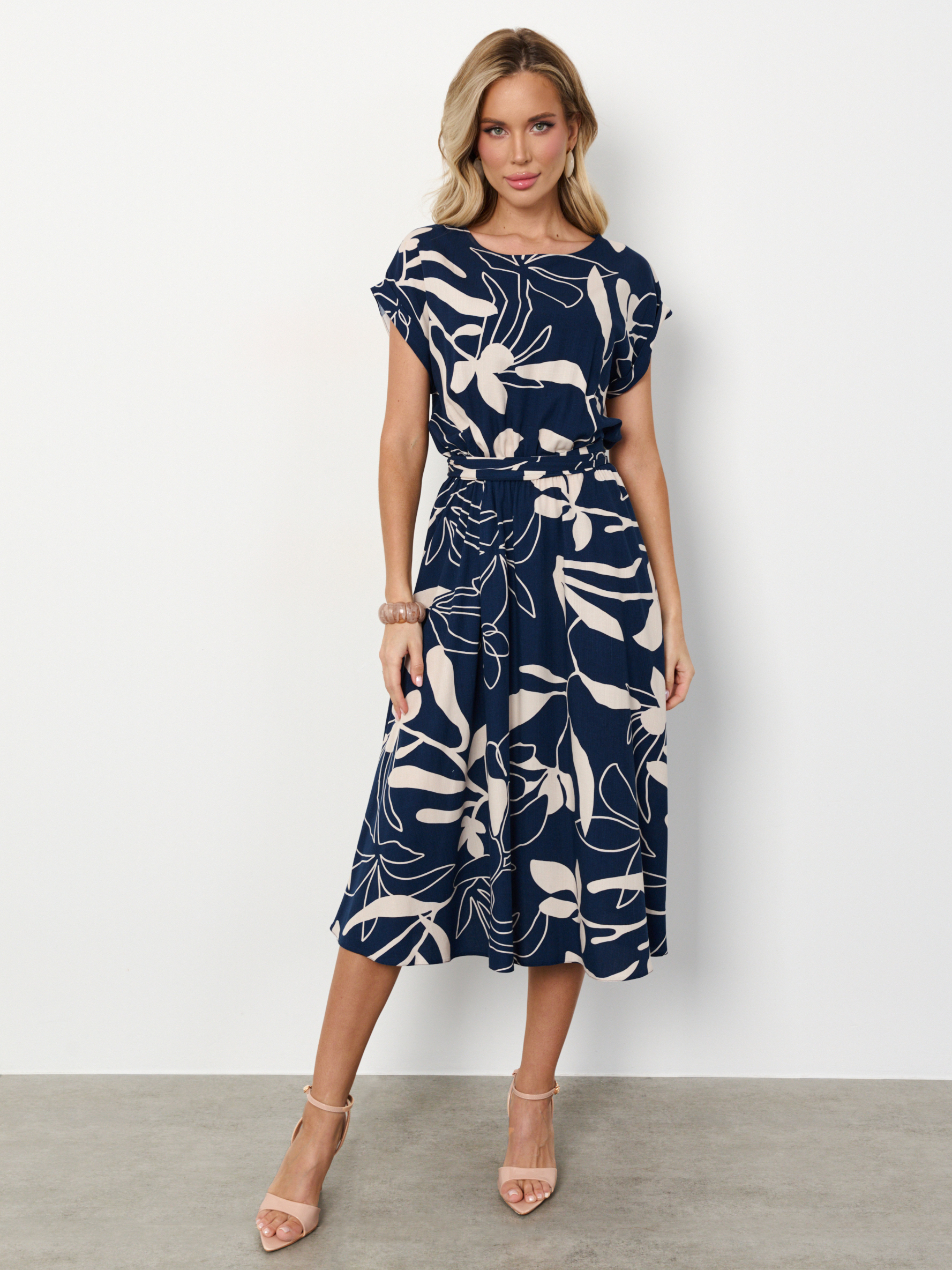 Платье миди тёмно-синее с принтом Jetty(фото3)