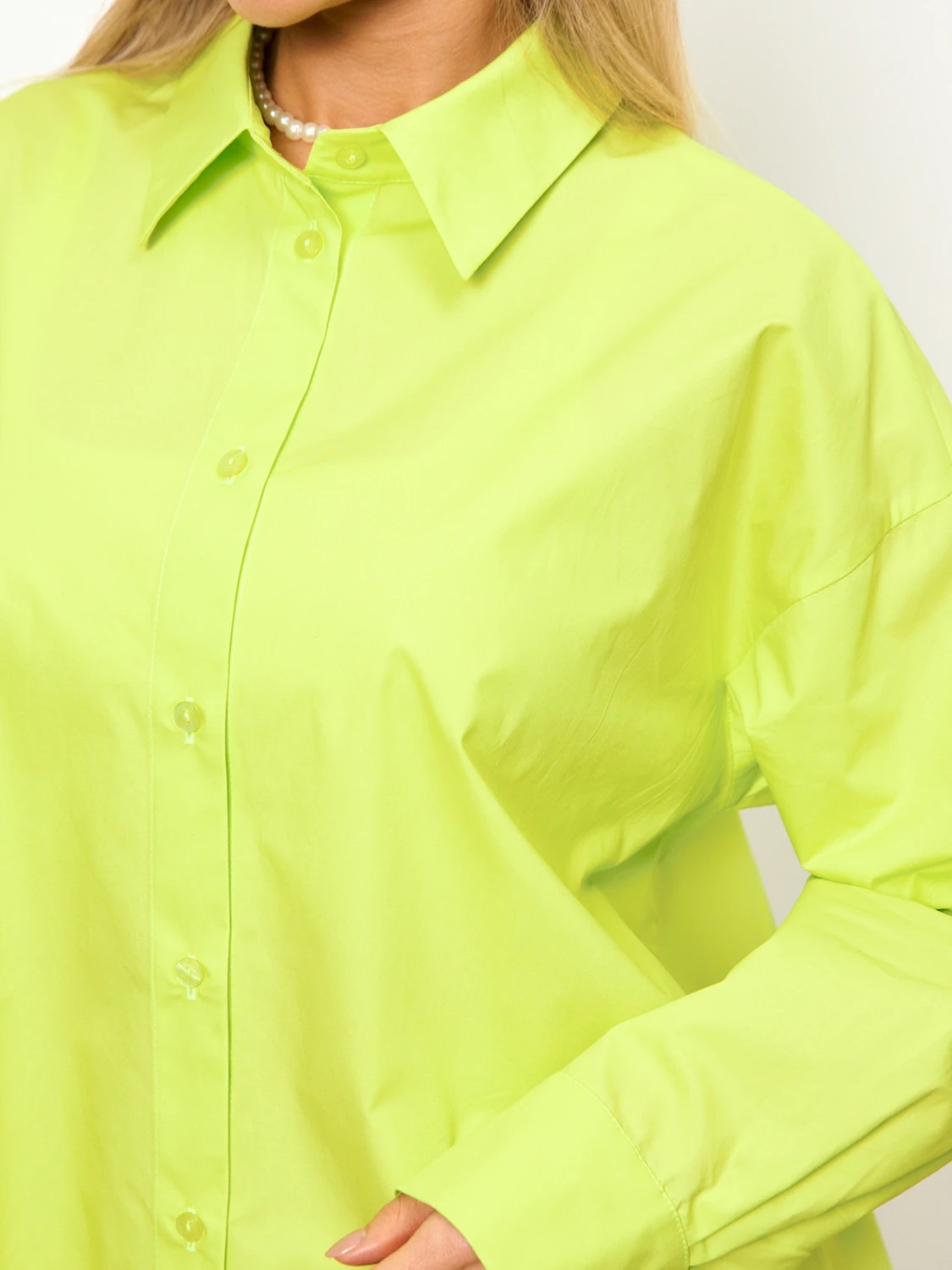 Рубашка хлопковая в цвете лайм с длинным рукавом Jetty(фото4)