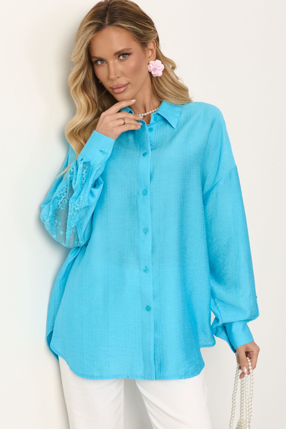 Рубашка голубая с длинными рукавами Jetty