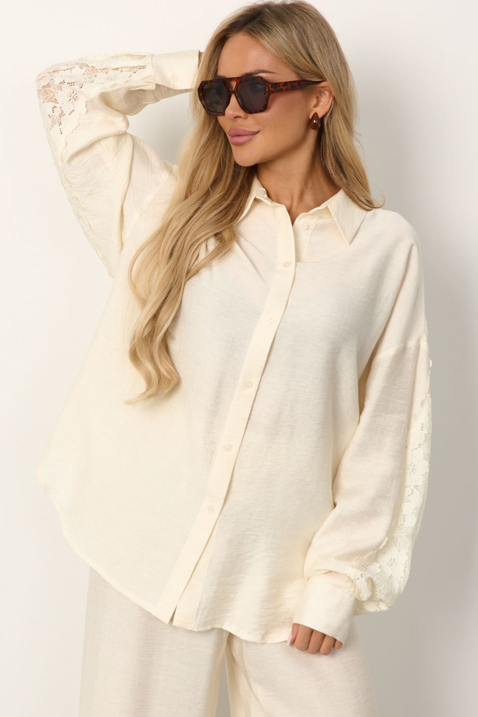 Рубашка молочного цвета с длинными рукавами Jetty